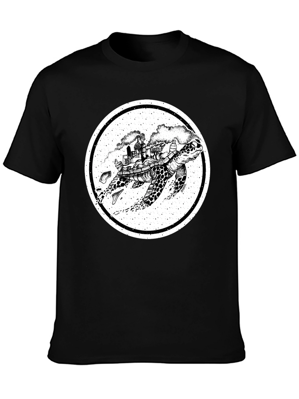 Turtle Cityscape Graphic Tee - Unique Art Design