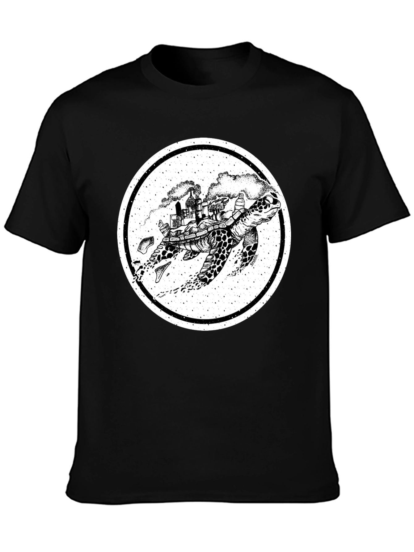 Turtle Cityscape Graphic Tee - Unique Art Design