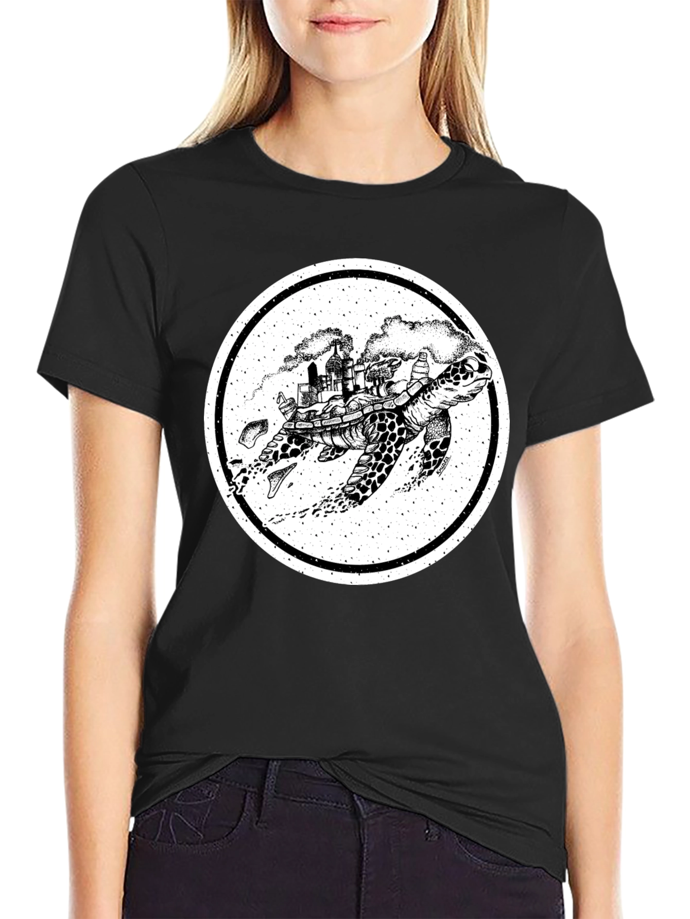 Turtle Cityscape Graphic Tee - Unique Art Design