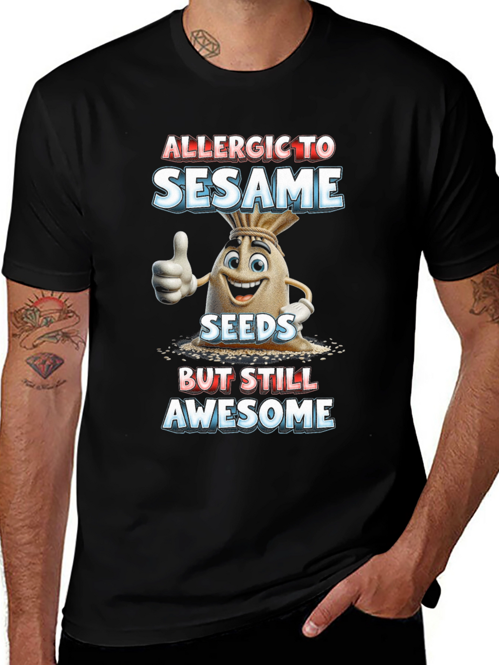 Allergic To Sesame T-Shirt Funny Graphic Tee