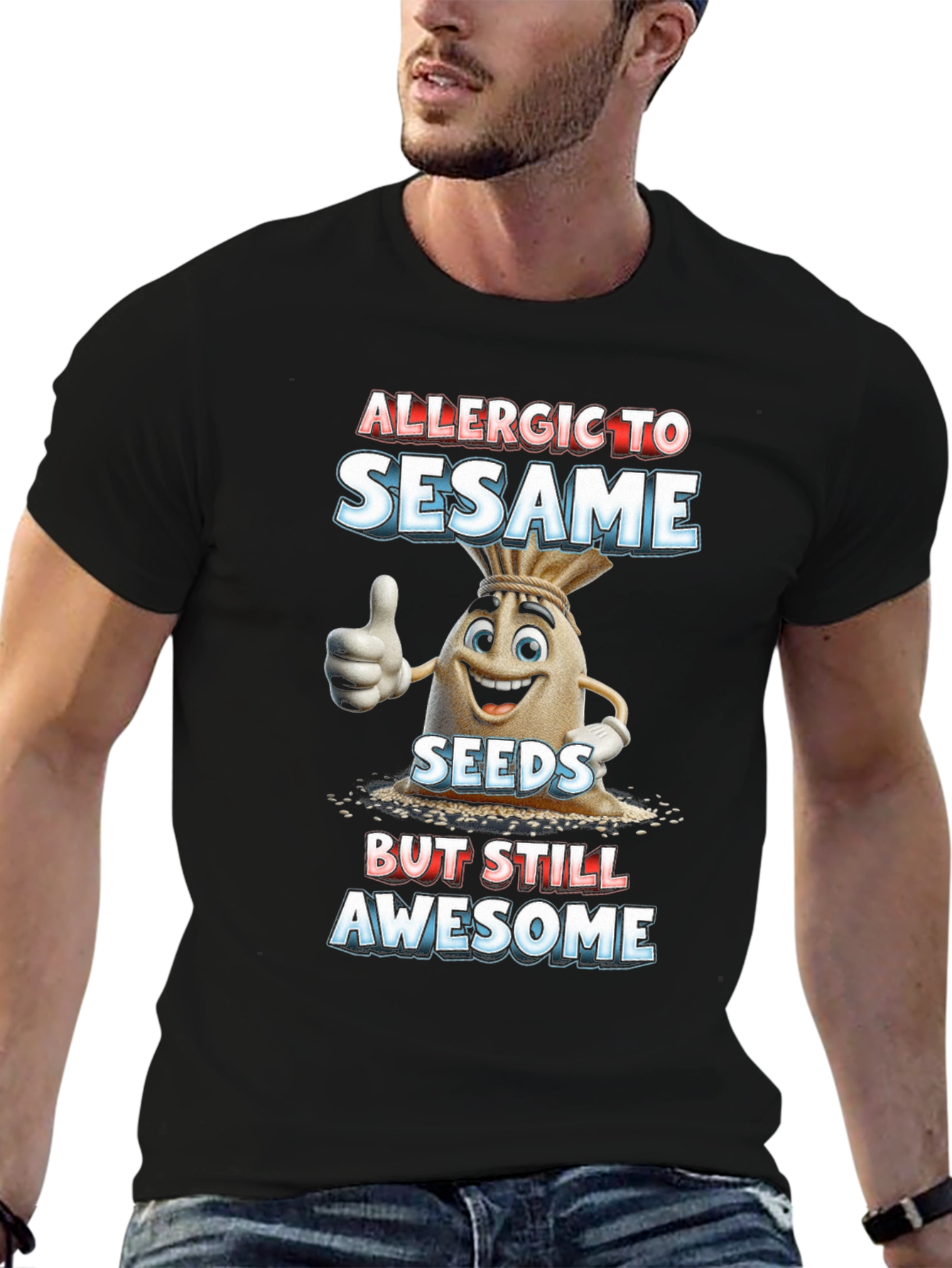 Allergic To Sesame T-Shirt Funny Graphic Tee