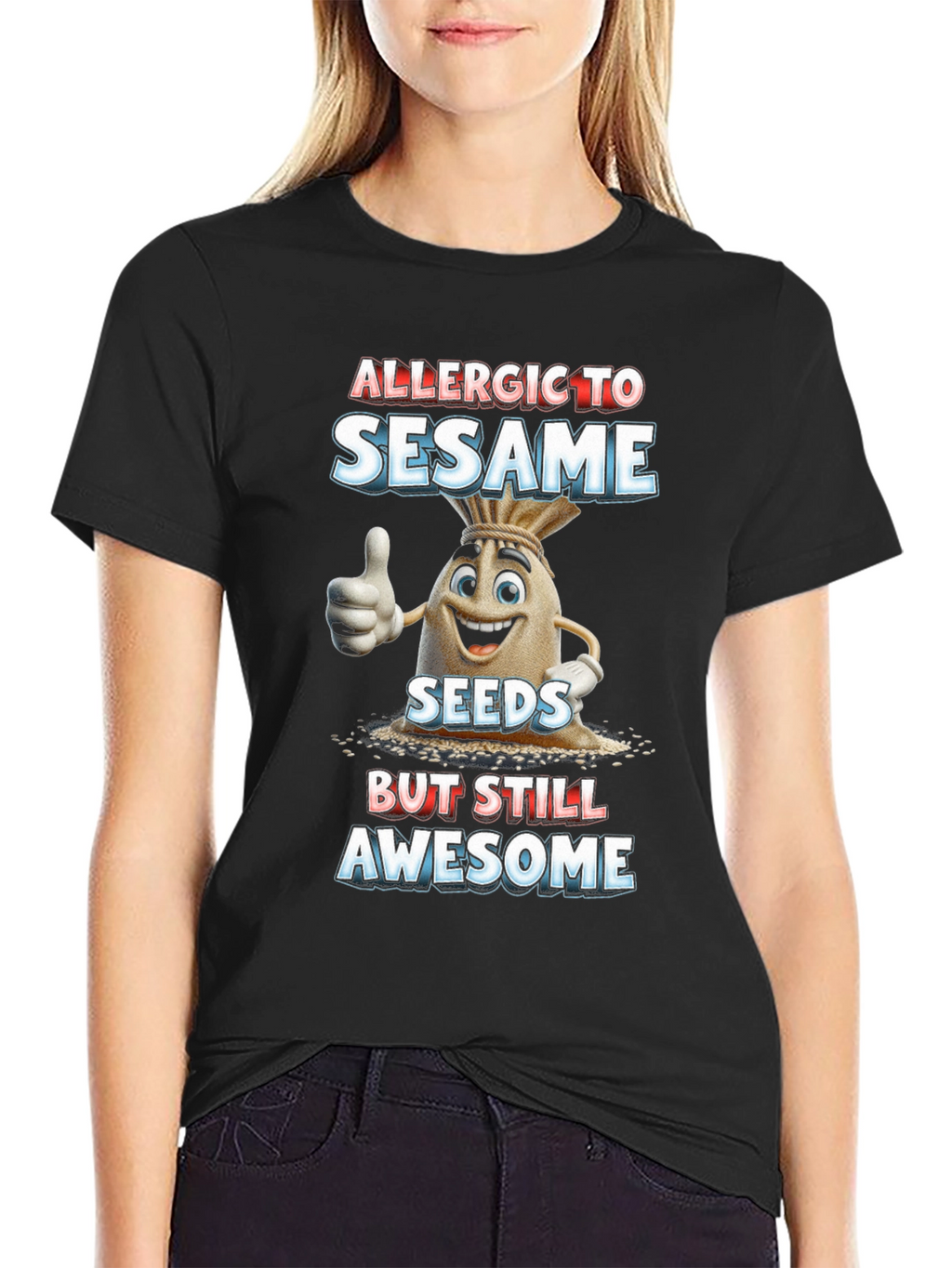 Allergic To Sesame T-Shirt Funny Graphic Tee