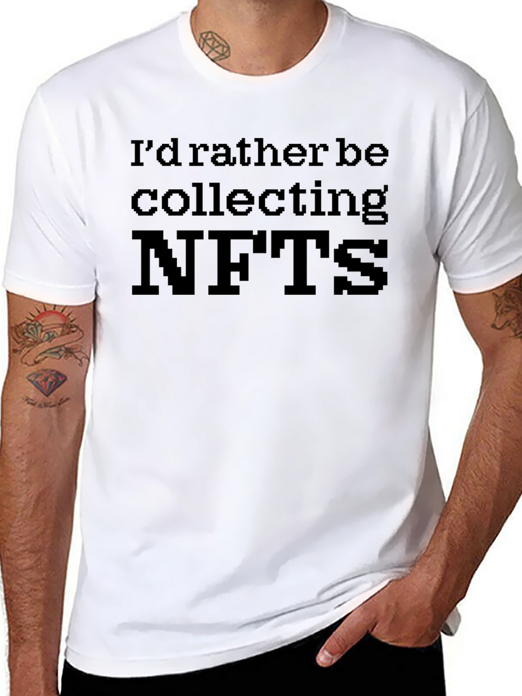Id Rather Be Collecting NFTs Black T-Shirt