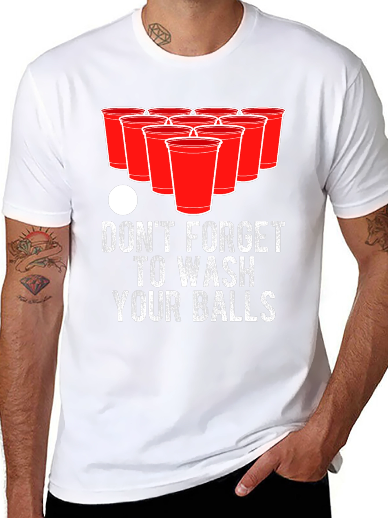 Dont Forget To Wash Your Balls T-Shirt Funny Beer Pong