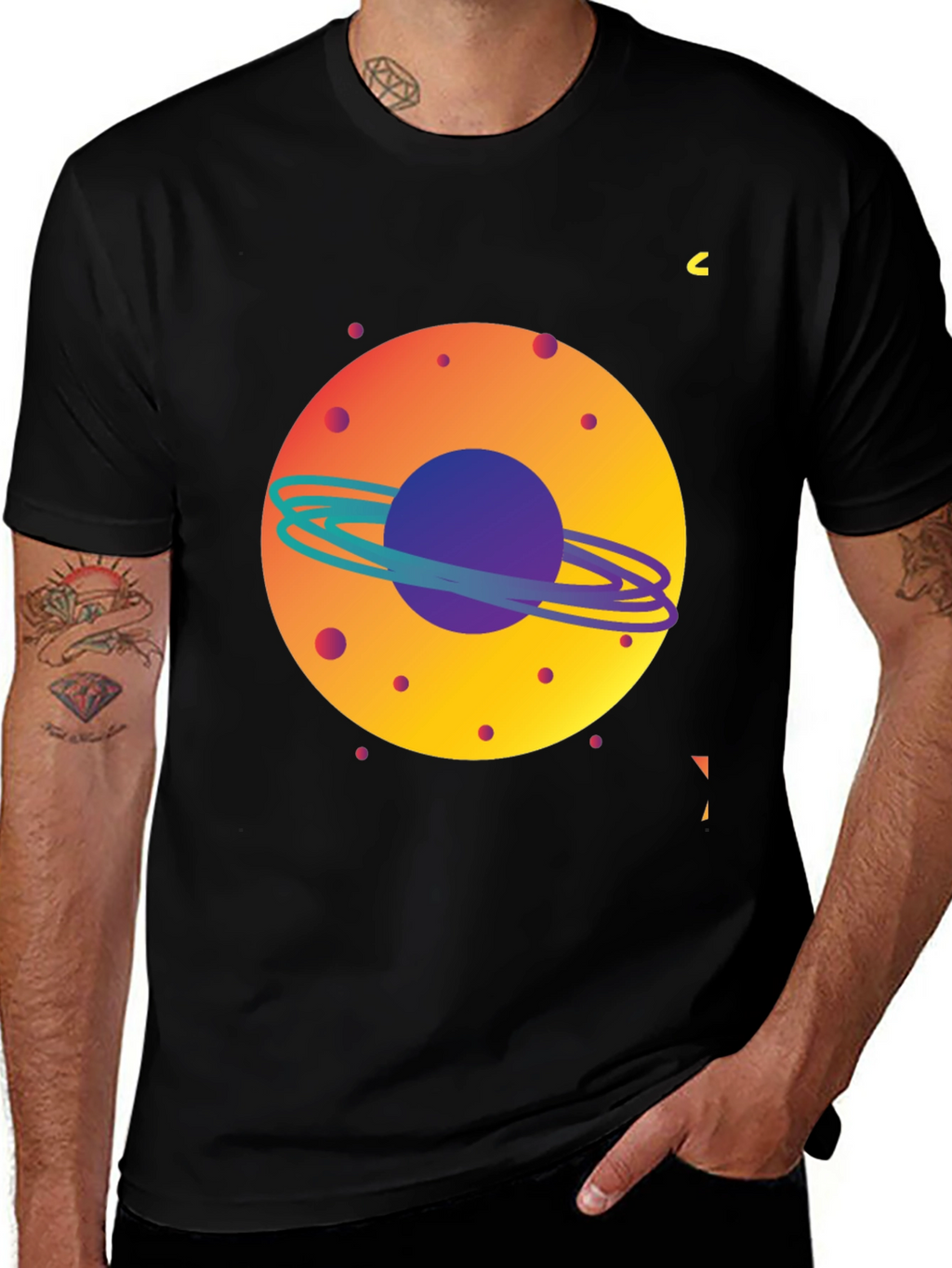 Space Planet Graphic Tee - Mens Black T-Shirt