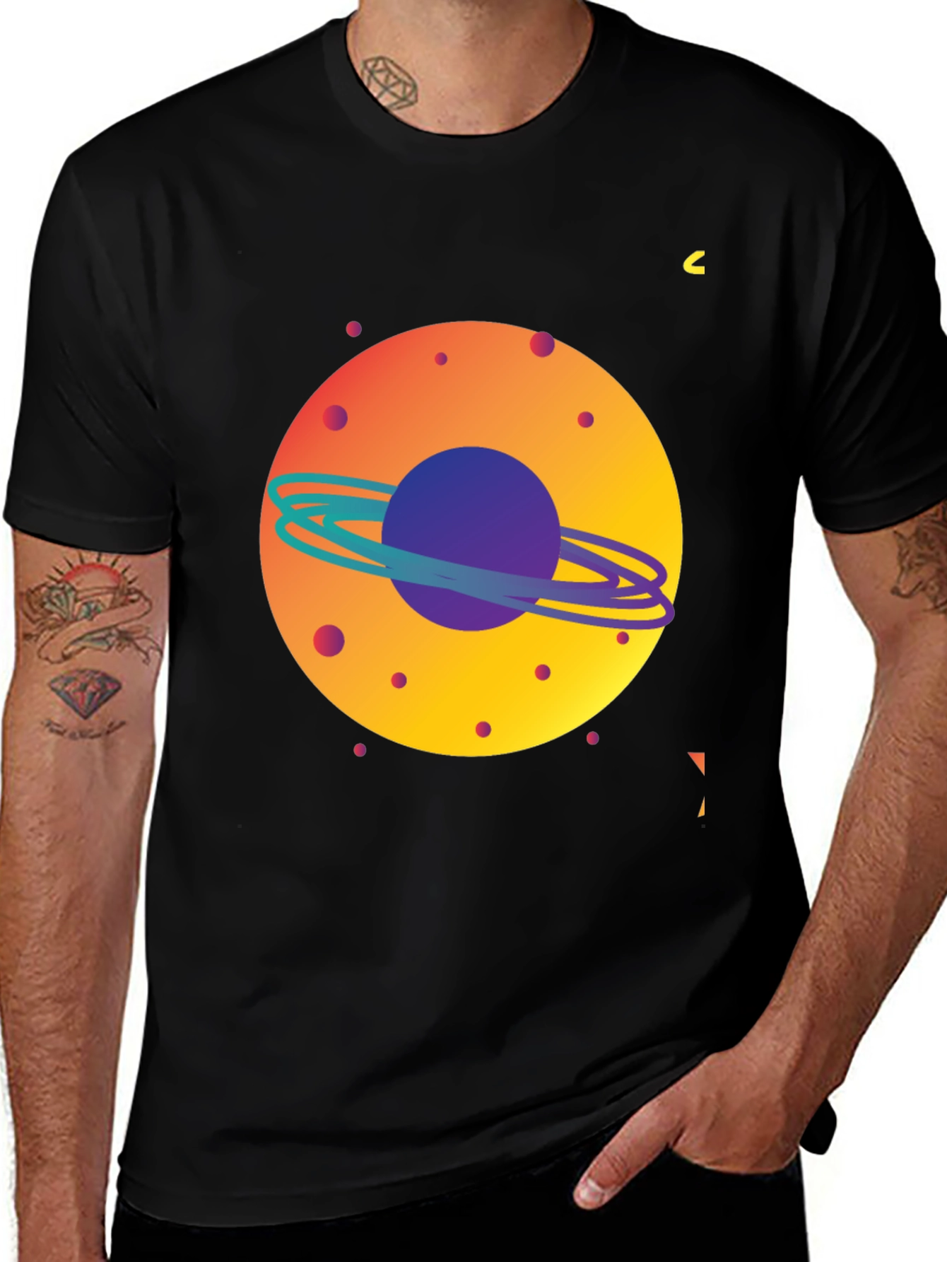 Space Planet Graphic Tee - Mens Black T-Shirt