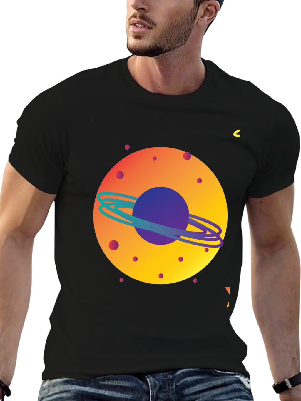 Space Planet Graphic Tee - Mens Black T-Shirt