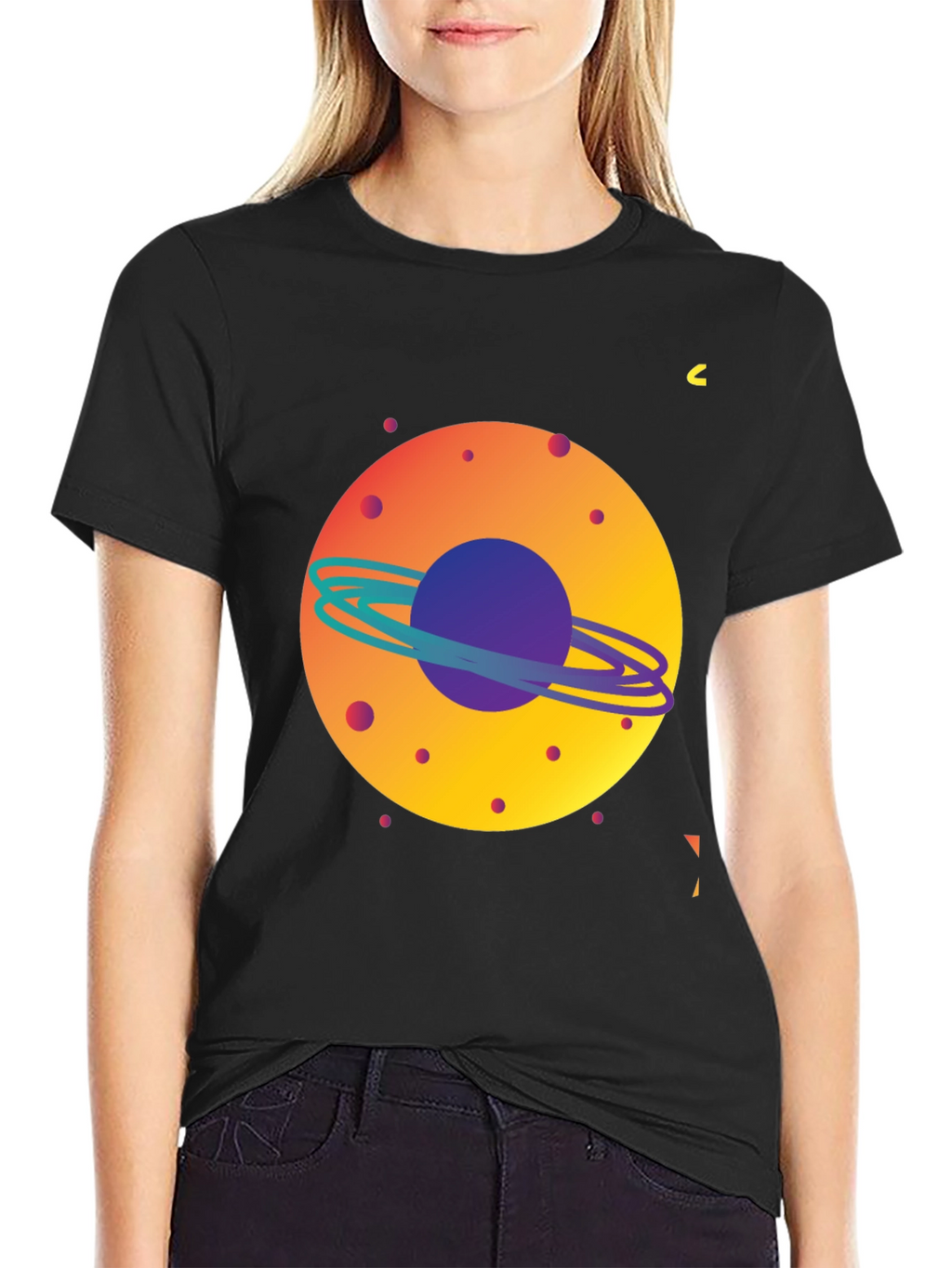 Space Planet Graphic Tee - Mens Black T-Shirt