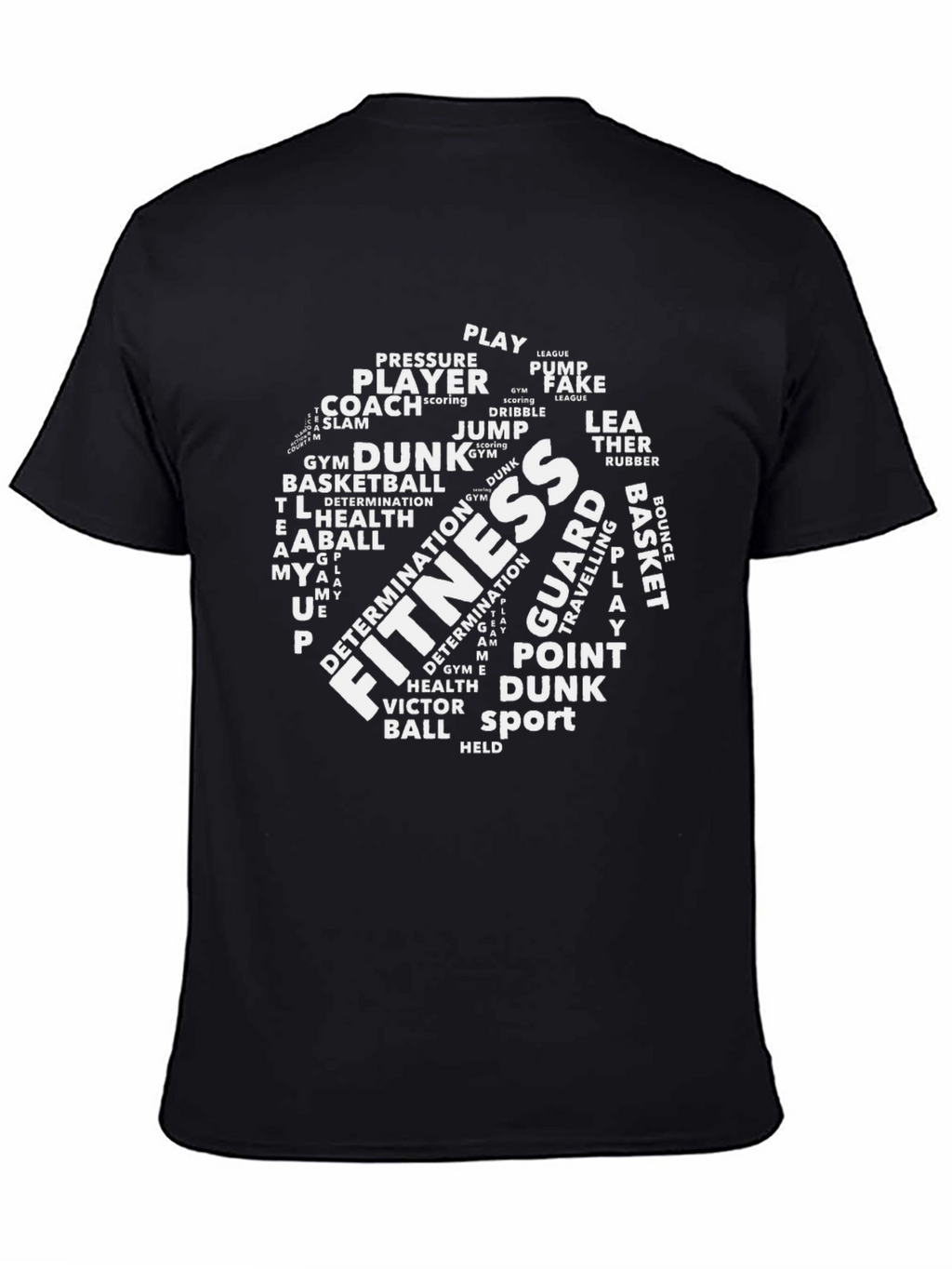 Fitness Basketball Word Art Black T-Shirt