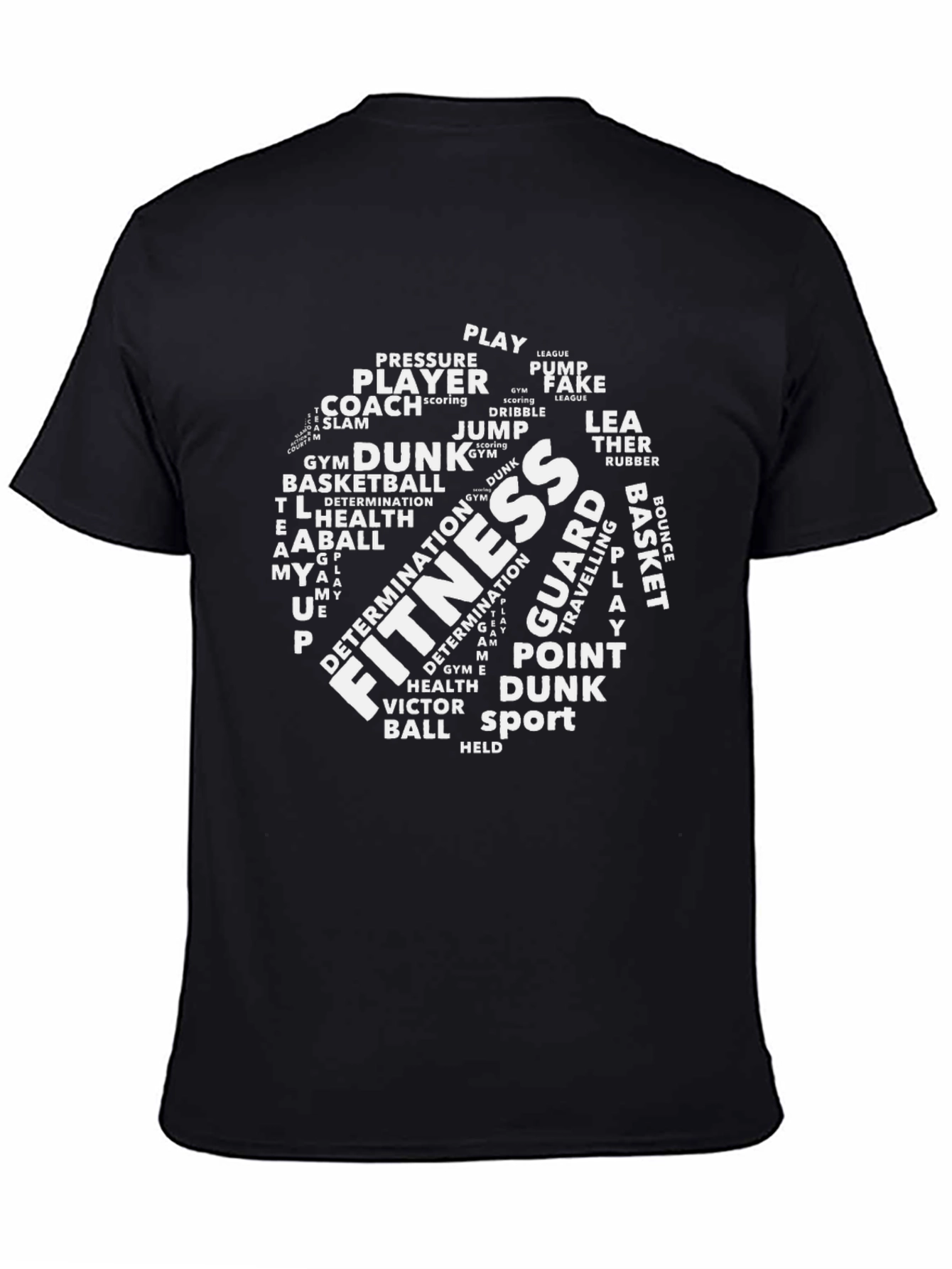 Fitness Basketball Word Art Black T-Shirt