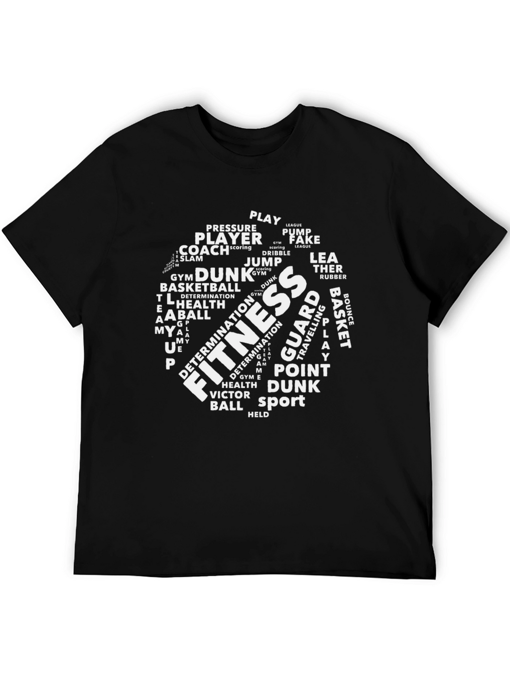 Fitness Basketball Word Art Black T-Shirt