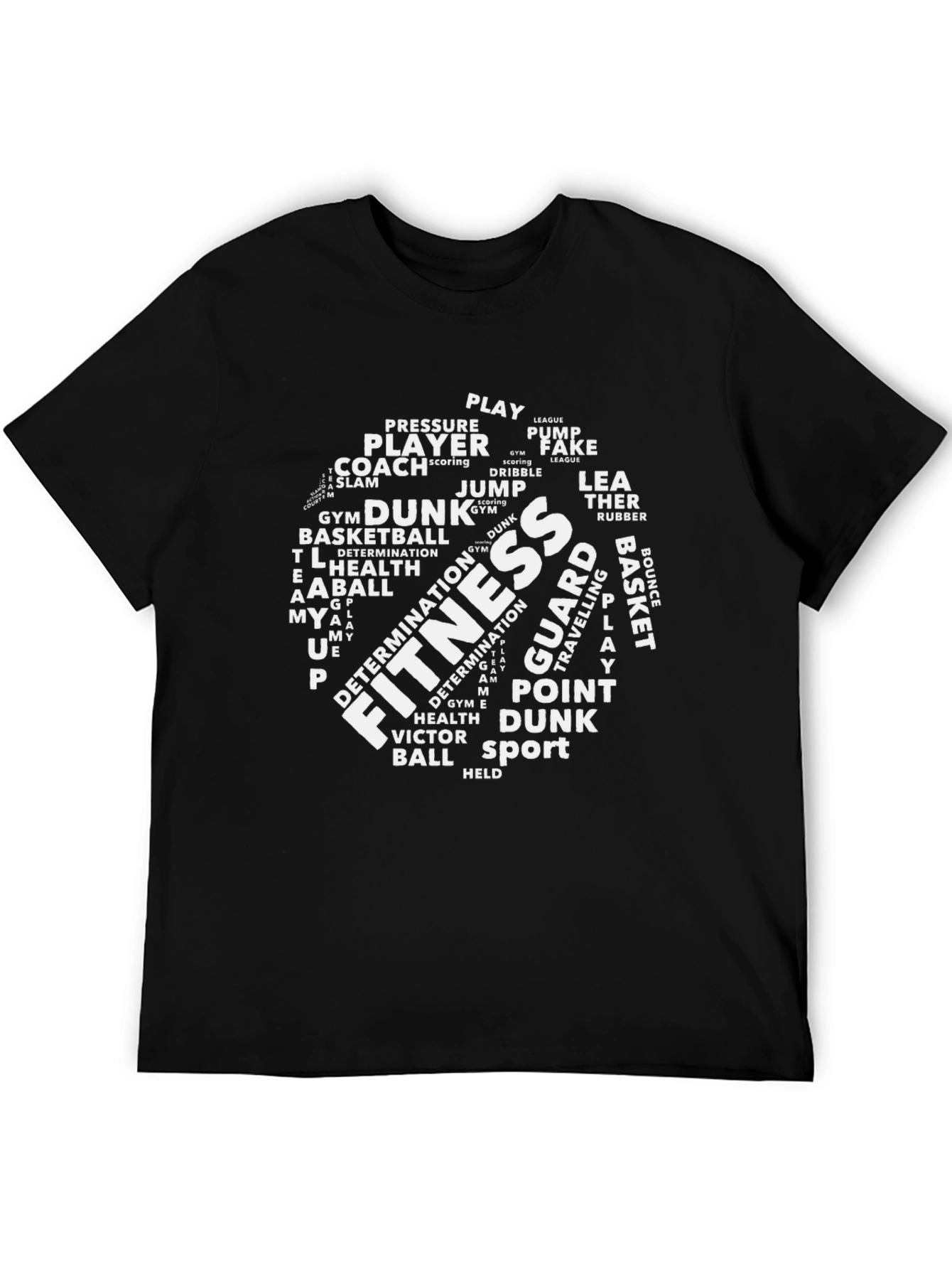 Fitness Basketball Word Art Black T-Shirt