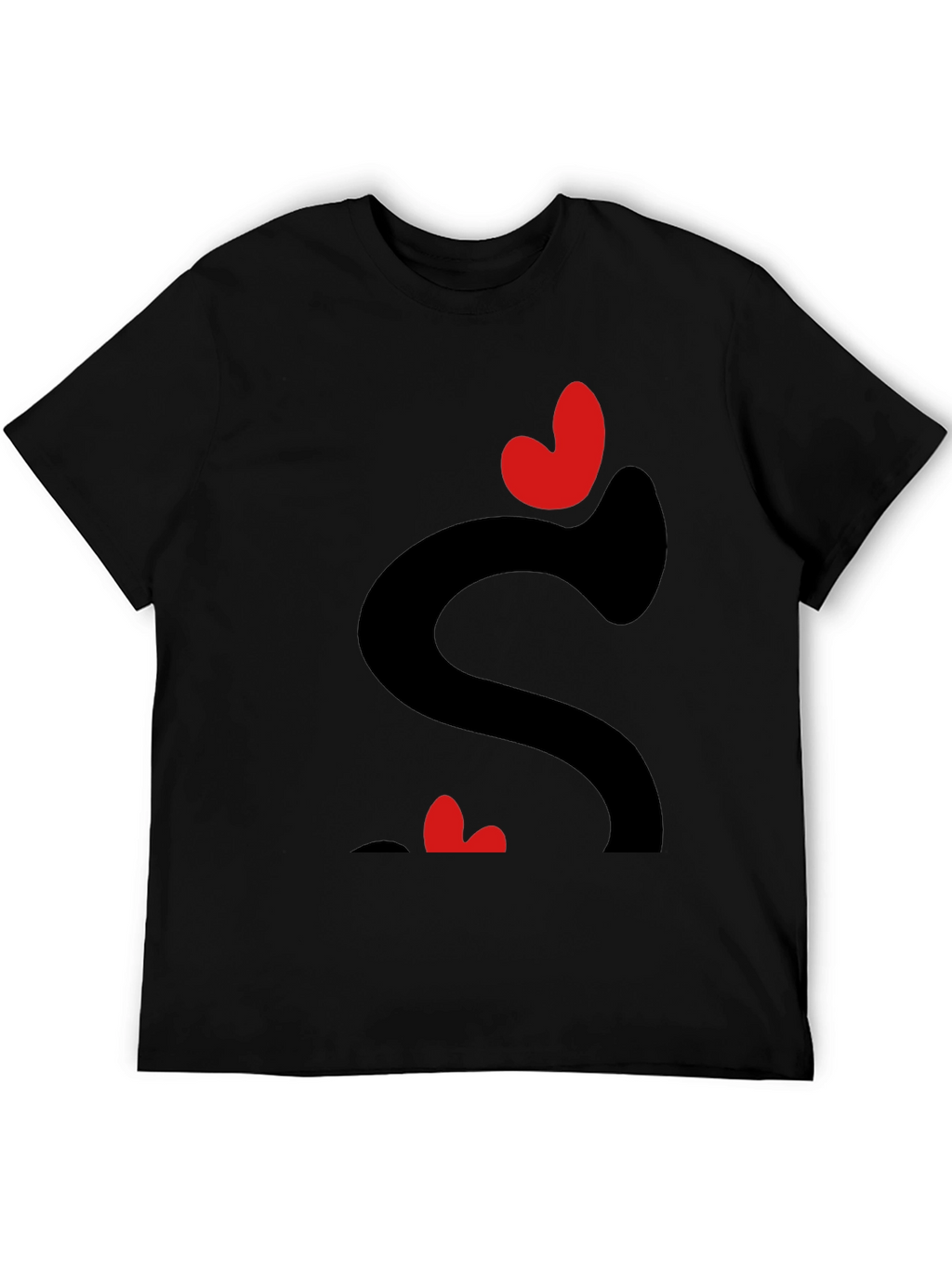 Heart Love Graphic Tee - Black Casual T-Shirt