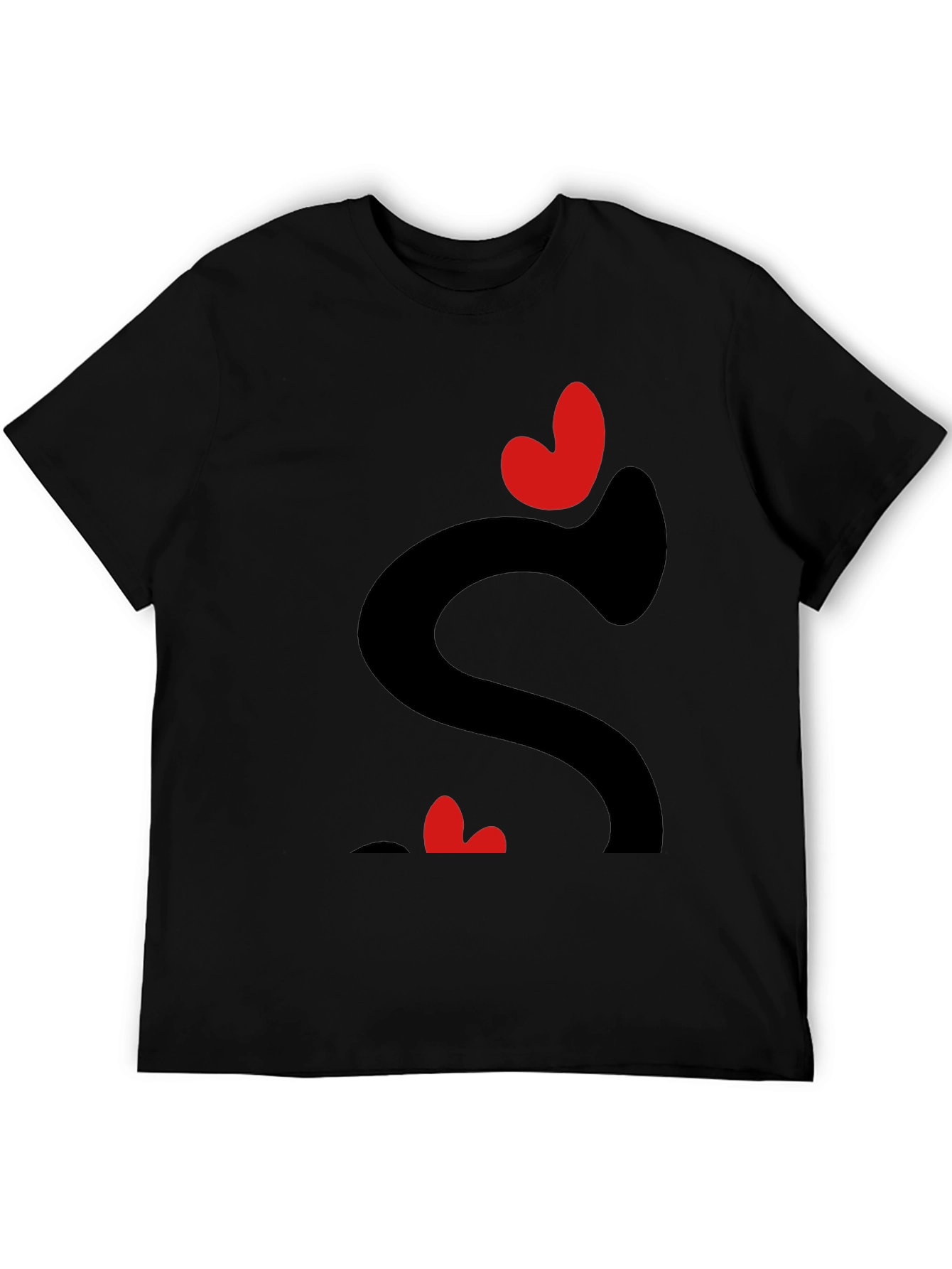 Heart Love Graphic Tee - Black Casual T-Shirt
