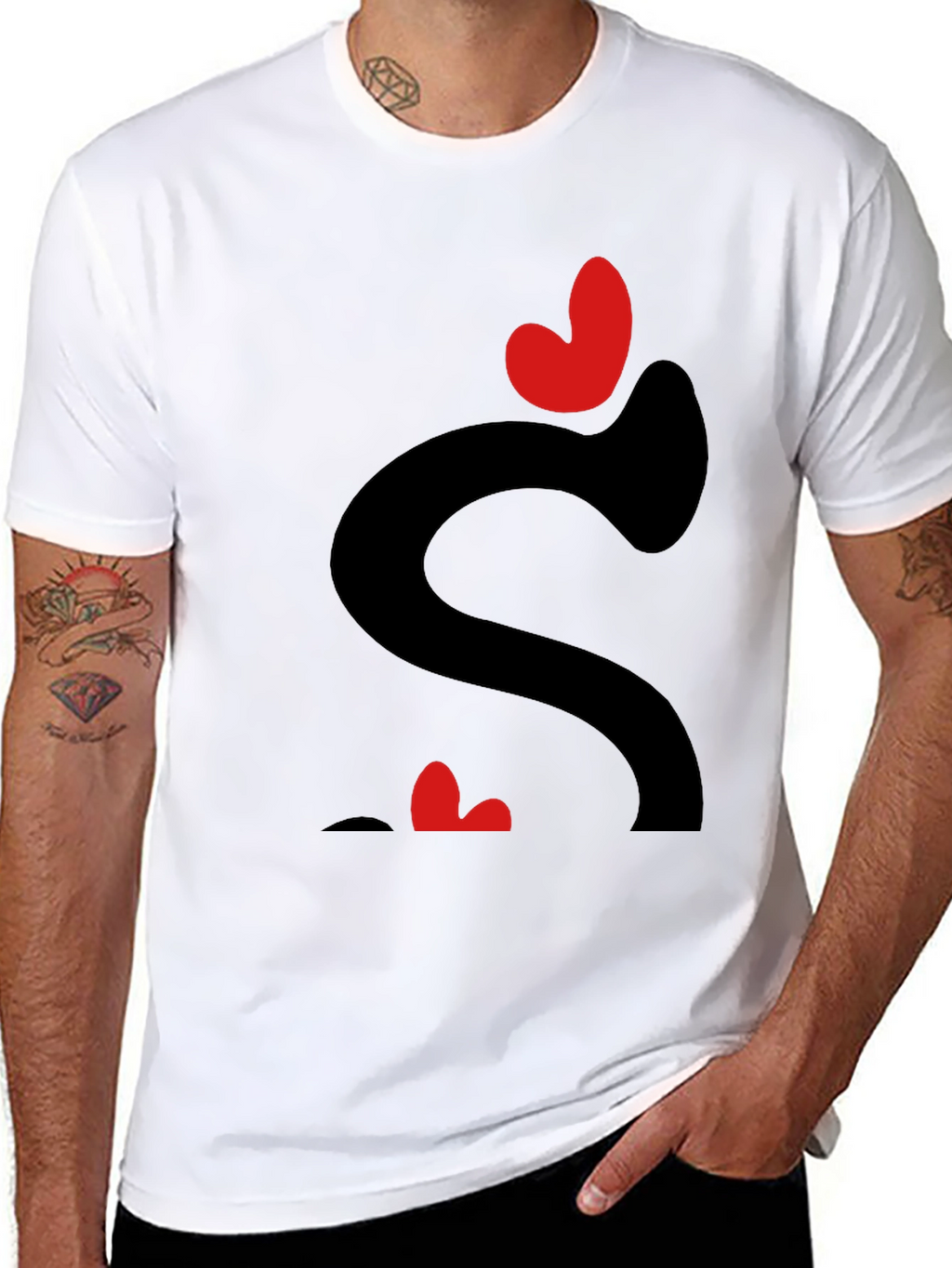 Heart Love Graphic Tee - Black Casual T-Shirt