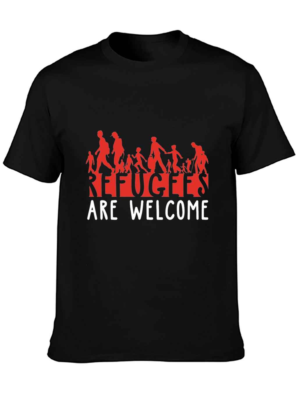 Refugees Are Welcome T-Shirt - Black Graphic Tee