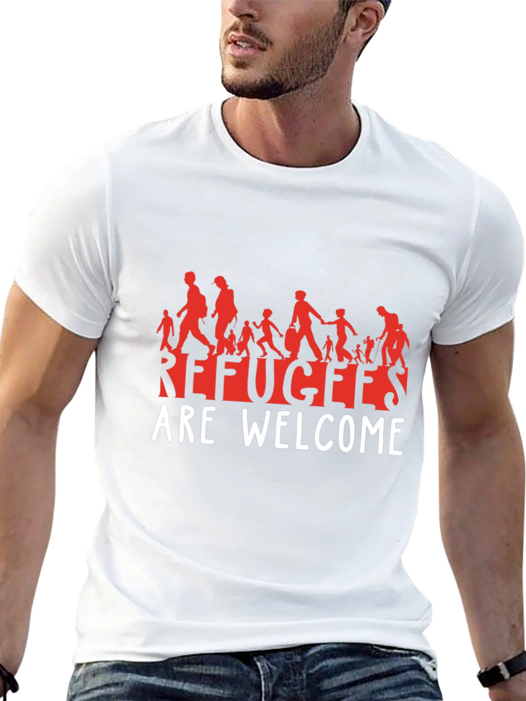 Refugees Are Welcome T-Shirt - Black Graphic Tee