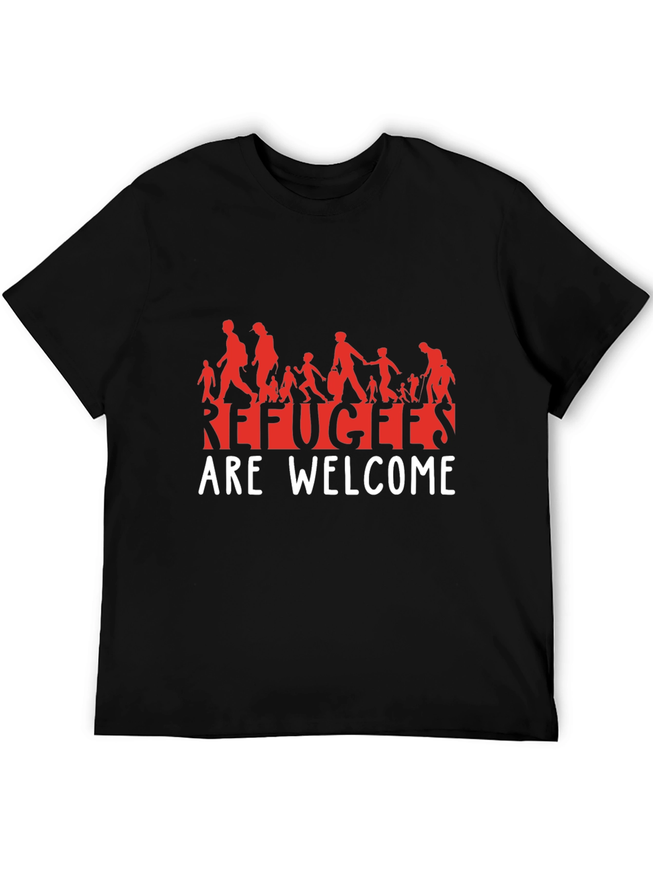 Refugees Are Welcome T-Shirt - Black Graphic Tee
