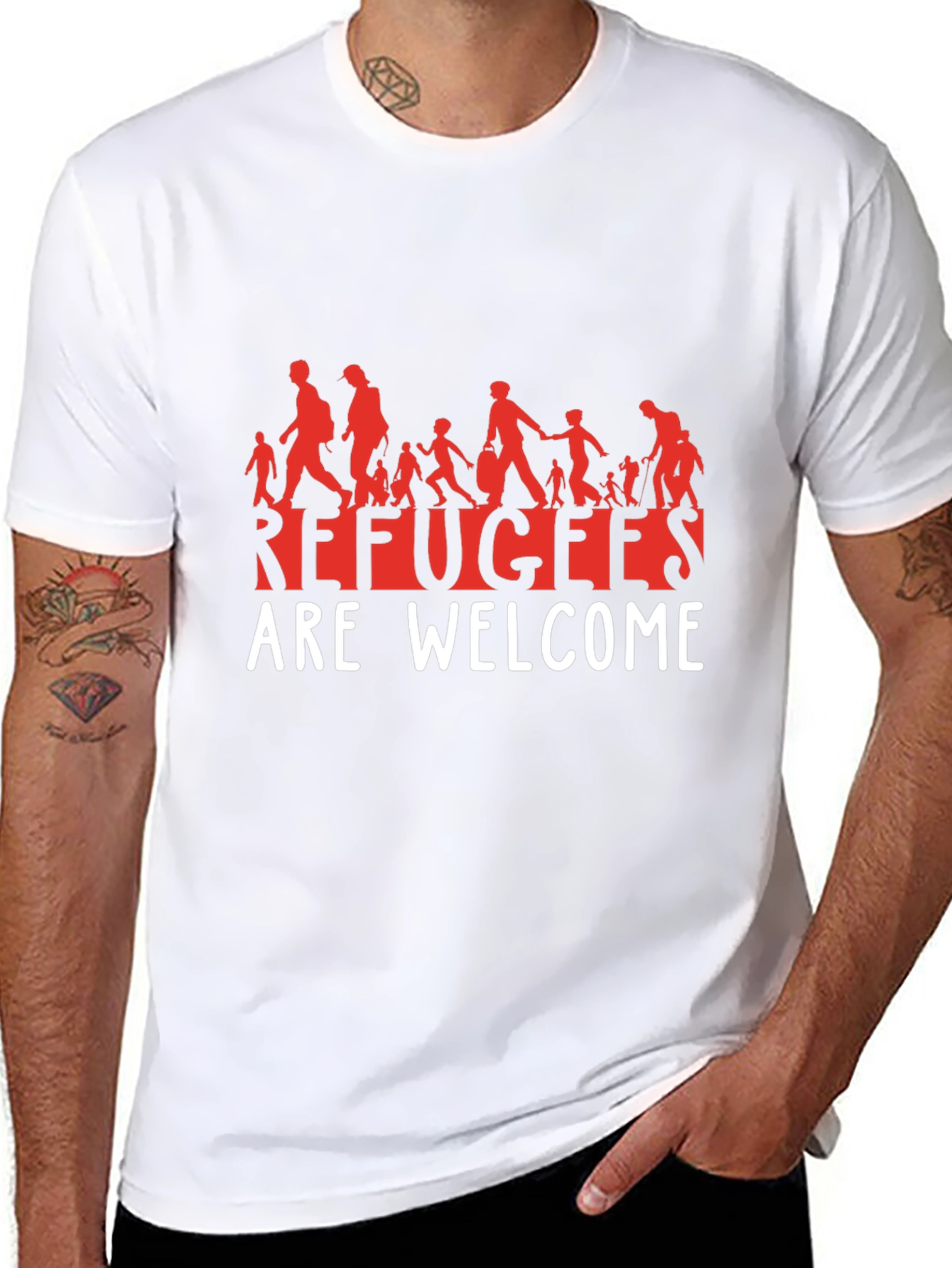 Refugees Are Welcome T-Shirt - Black Graphic Tee
