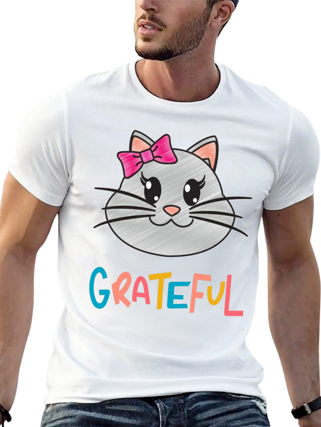 Grateful Kitty Tee - Womens Graphic T-Shirt