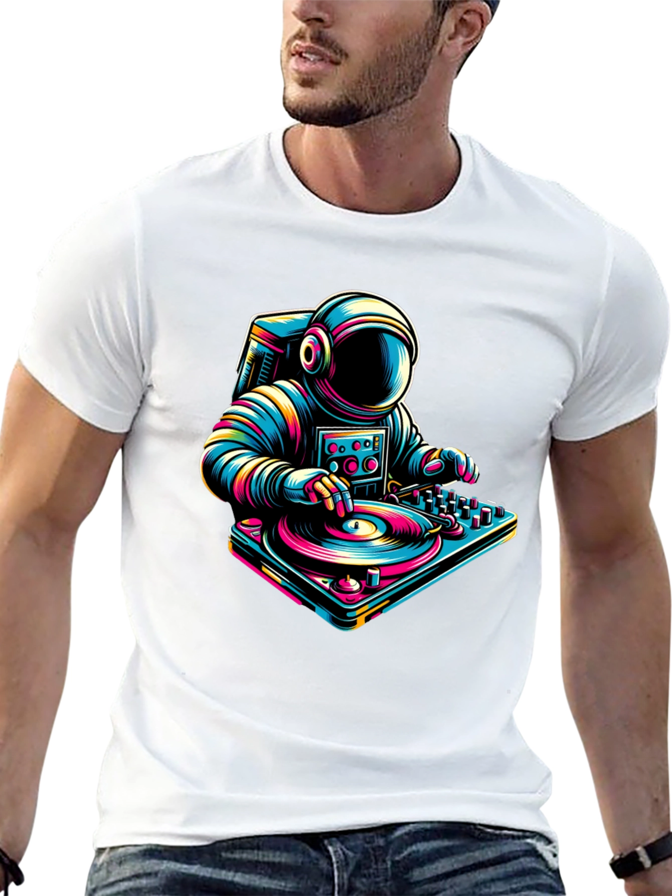 Astronaut DJ Graphic Tee - Space Music Lover Shirt
