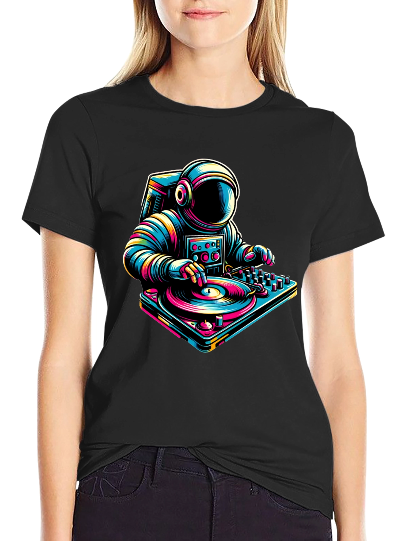 Astronaut DJ Graphic Tee - Space Music Lover Shirt