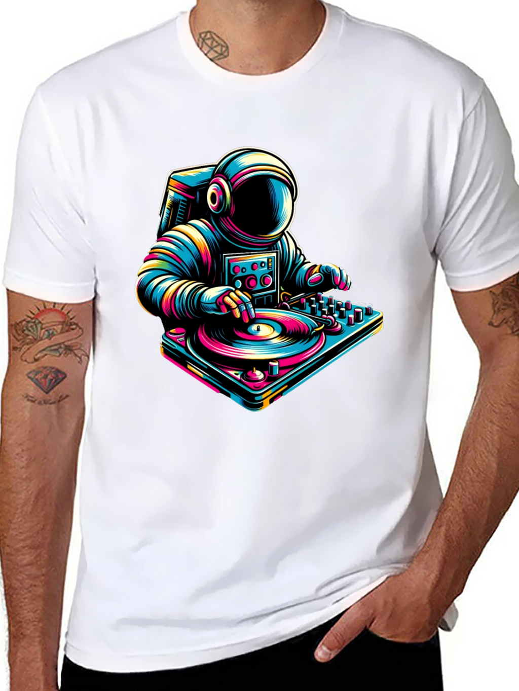 Astronaut DJ Graphic Tee - Space Music Lover Shirt