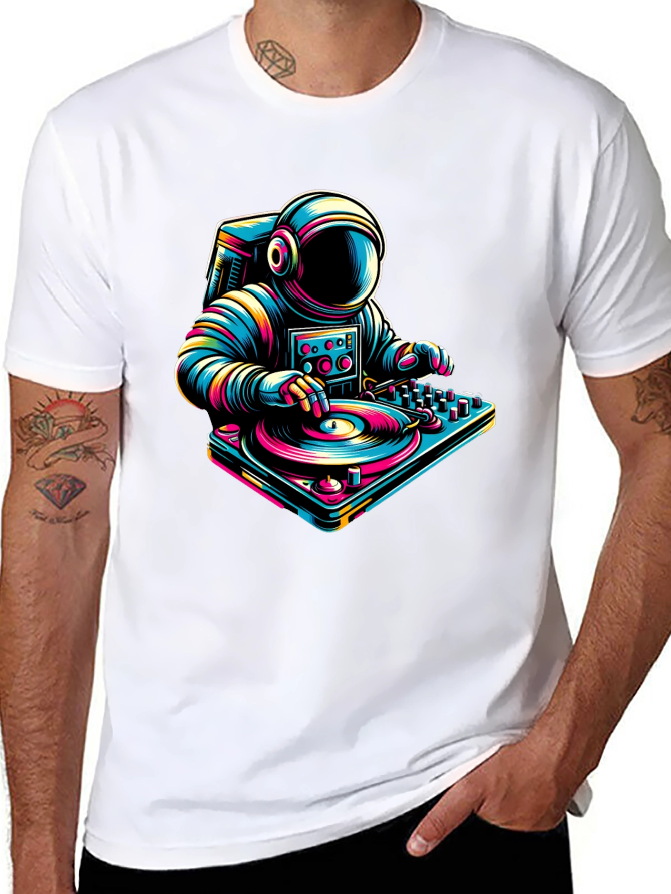 Astronaut DJ Graphic Tee - Space Music Lover Shirt