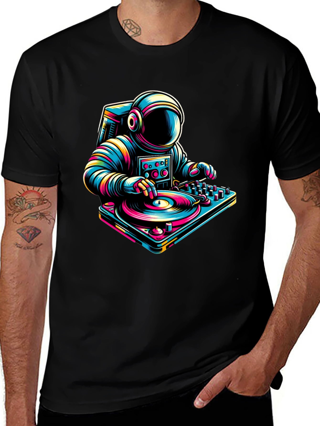 Astronaut DJ Graphic Tee - Space Music Lover Shirt