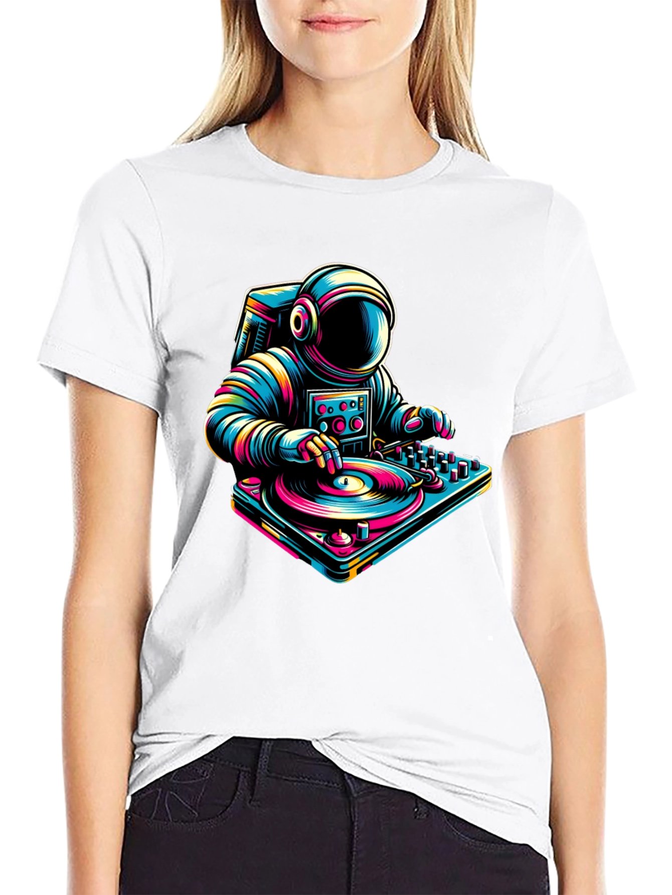 Astronaut DJ Graphic Tee - Space Music Lover Shirt