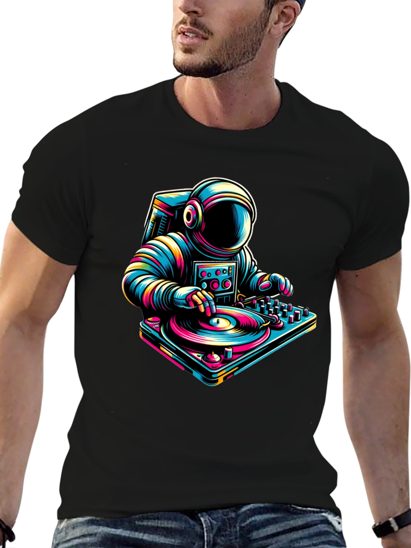 Astronaut DJ Graphic Tee - Space Music Lover Shirt