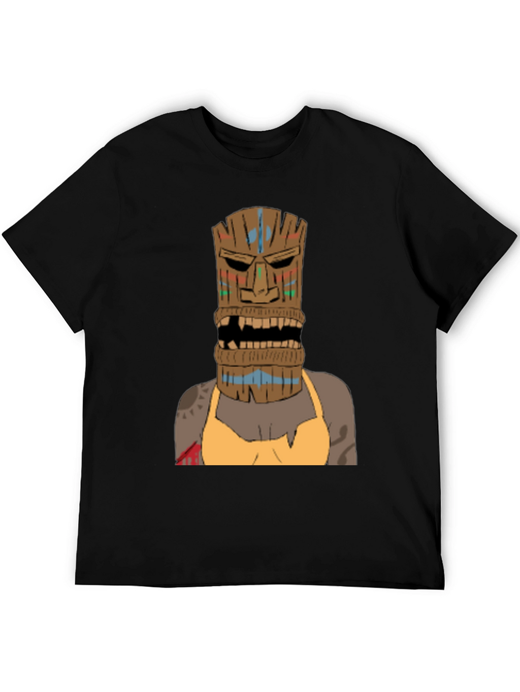 Tiki Mask Graphic Tee - Unique Tribal Design