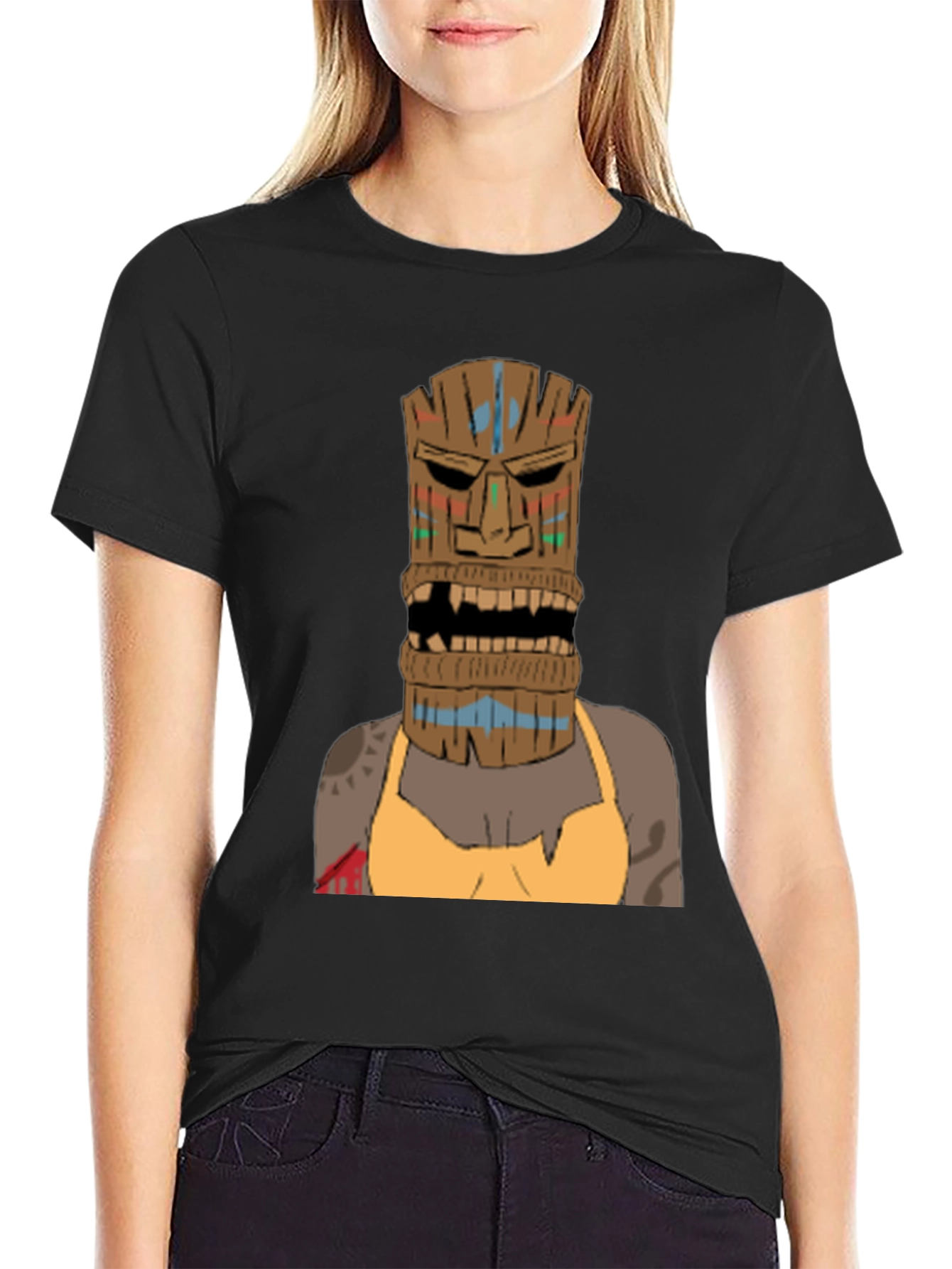 Tiki Mask Graphic Tee - Unique Tribal Design