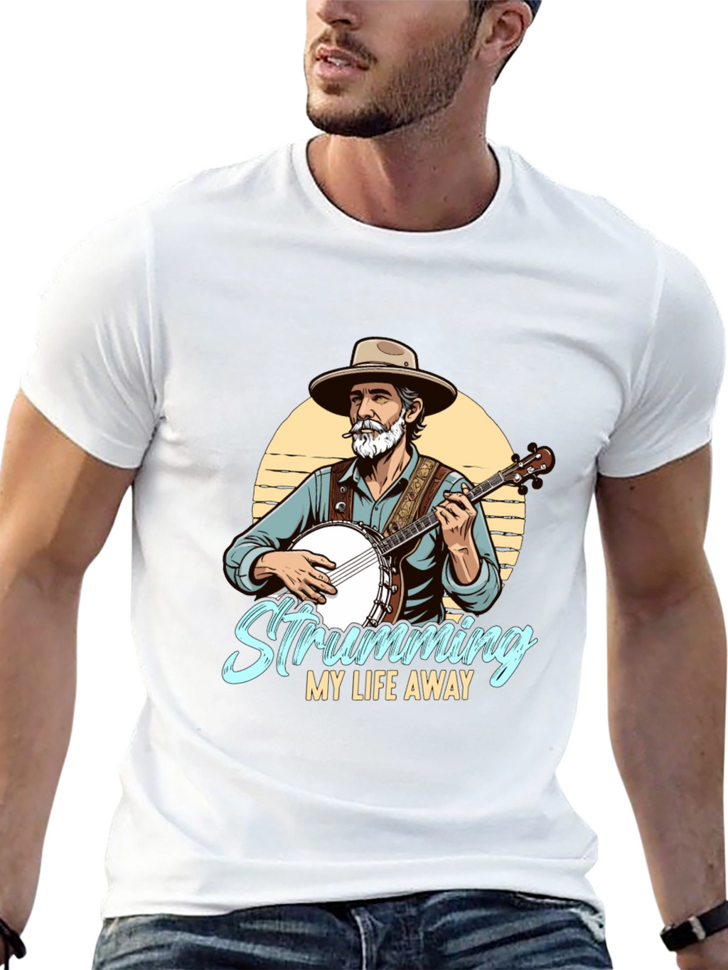 Strumming My Life Away T-Shirt - Banjo Player Tee