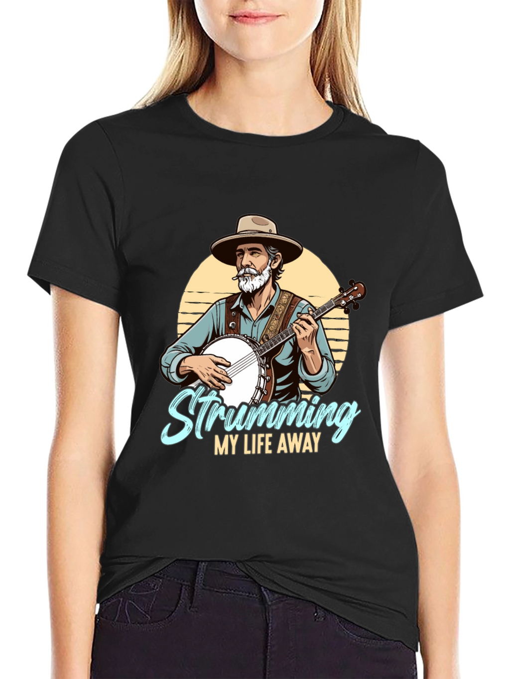 Strumming My Life Away T-Shirt - Banjo Player Tee