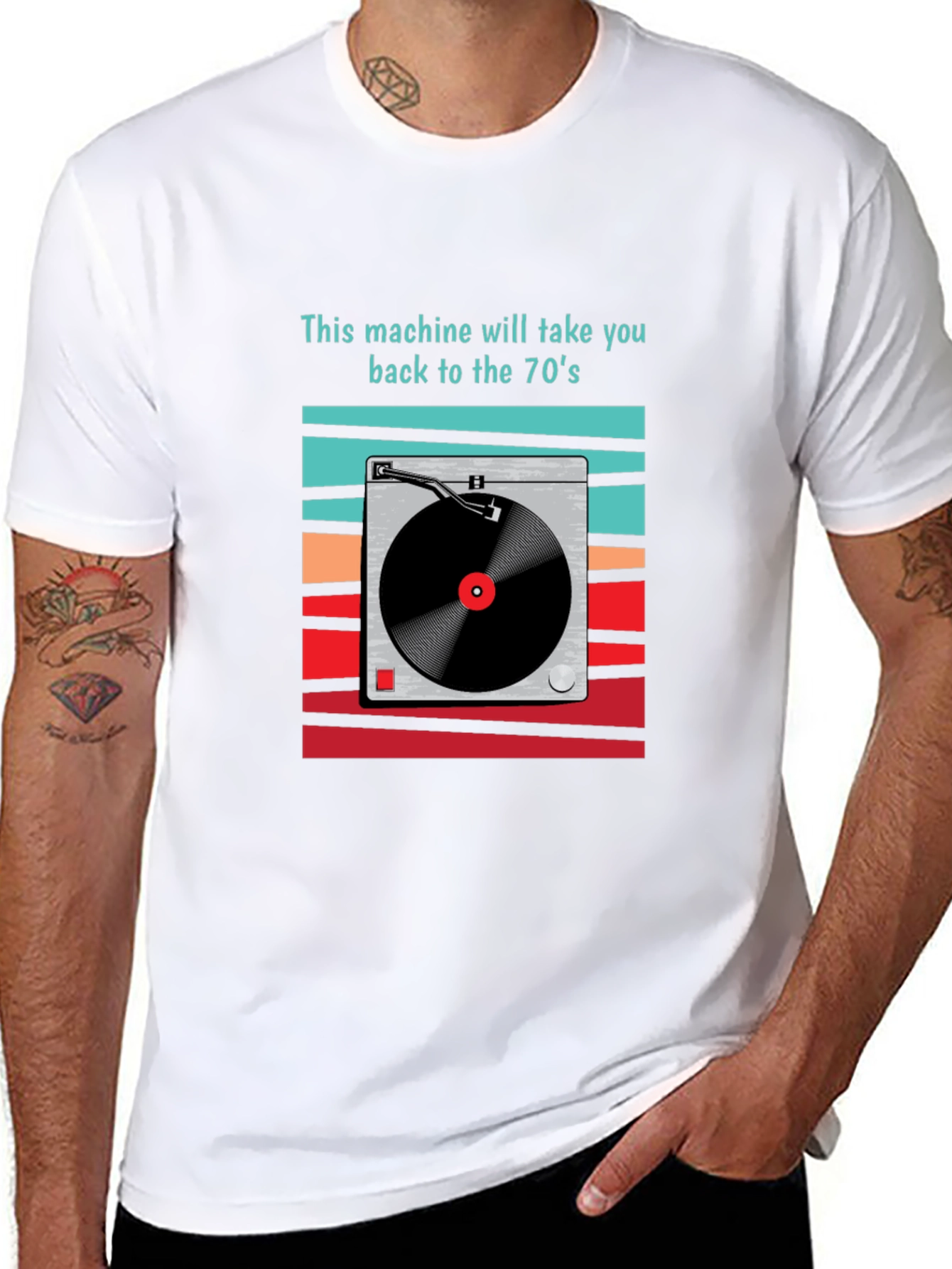 Retro 70s Turntable Graphic T-Shirt