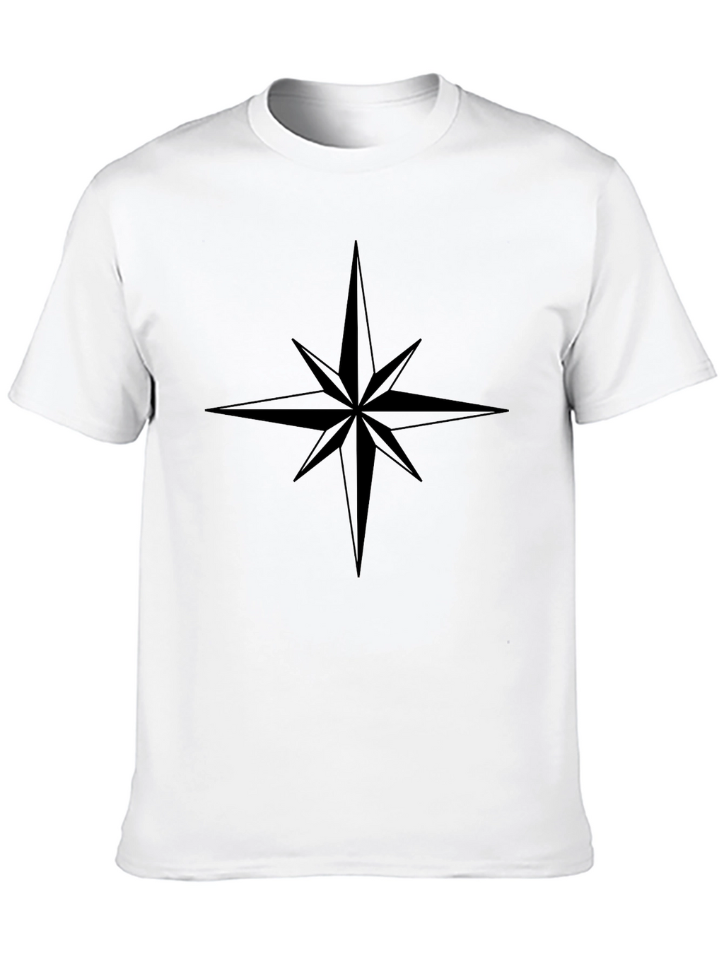 Mens Black Compass Star Graphic T-Shirt