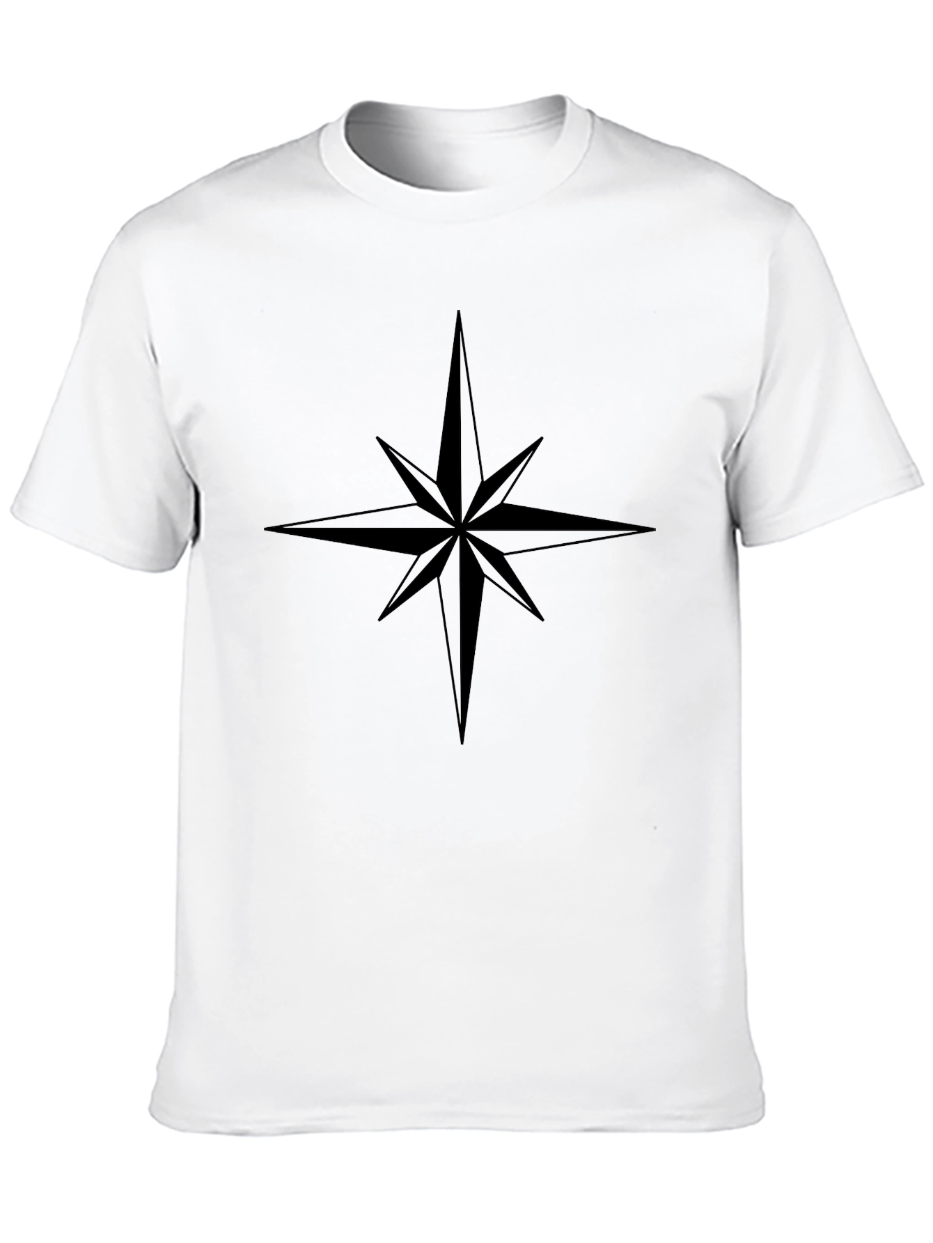 Mens Black Compass Star Graphic T-Shirt