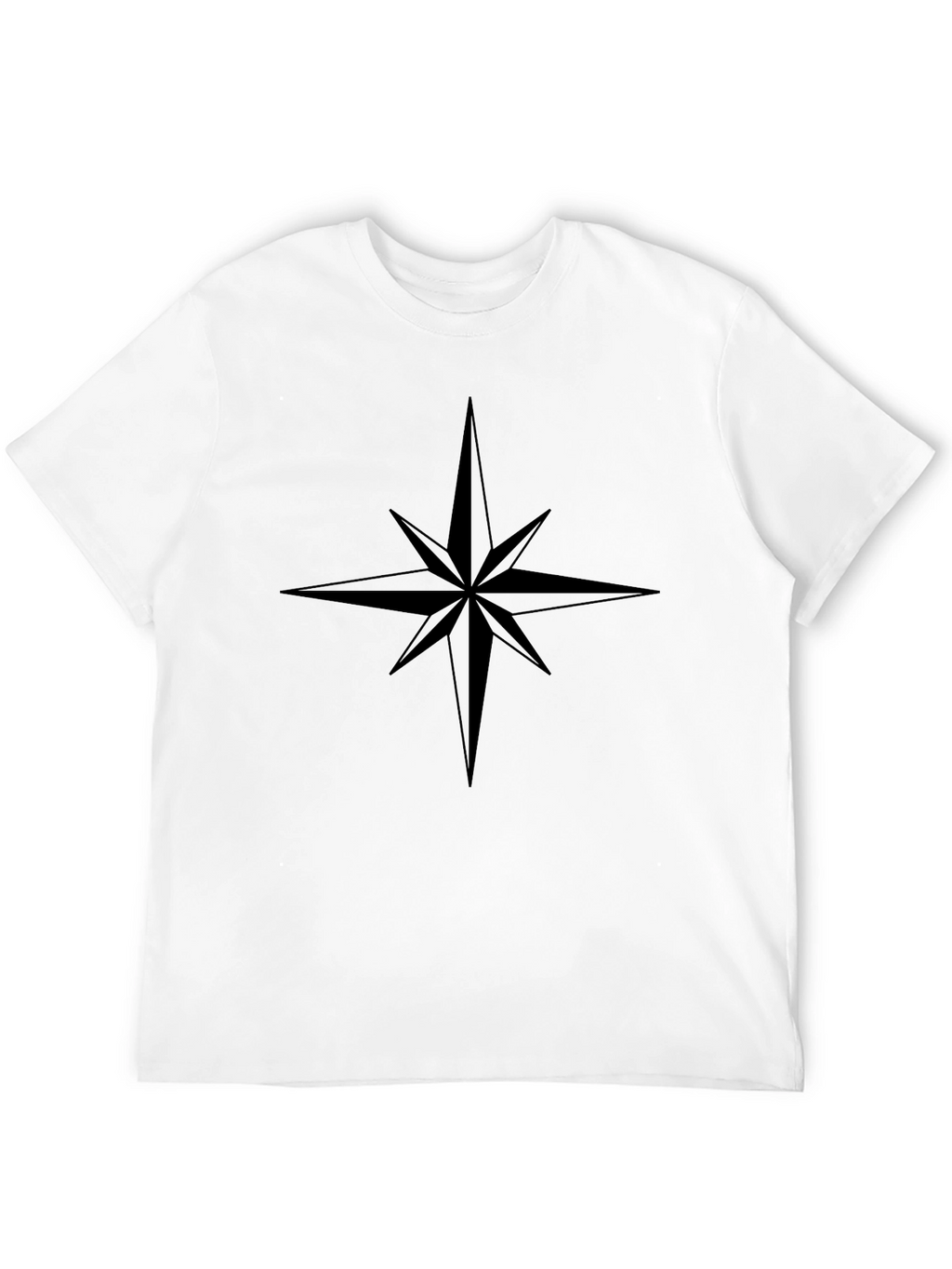 Mens Black Compass Star Graphic T-Shirt