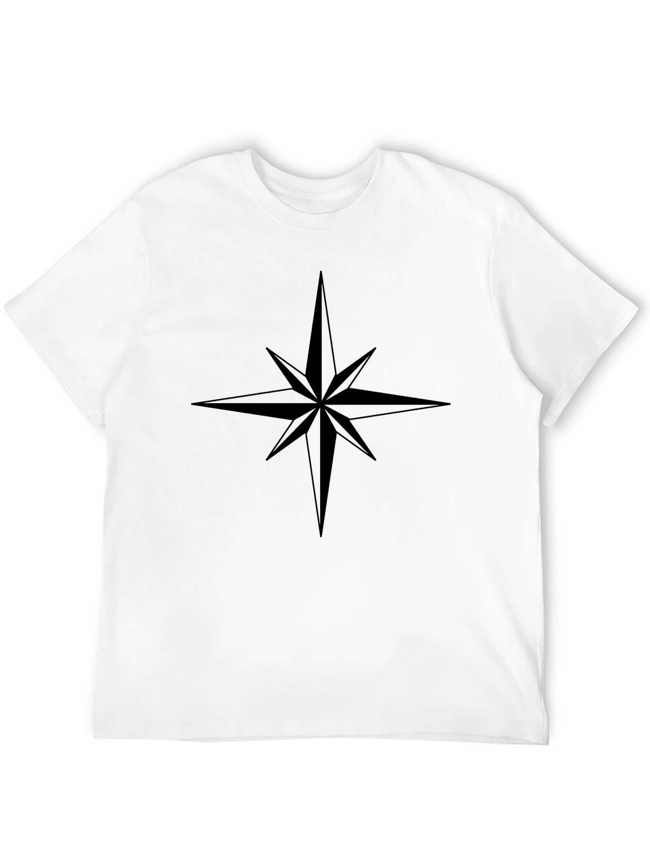 Mens Black Compass Star Graphic T-Shirt