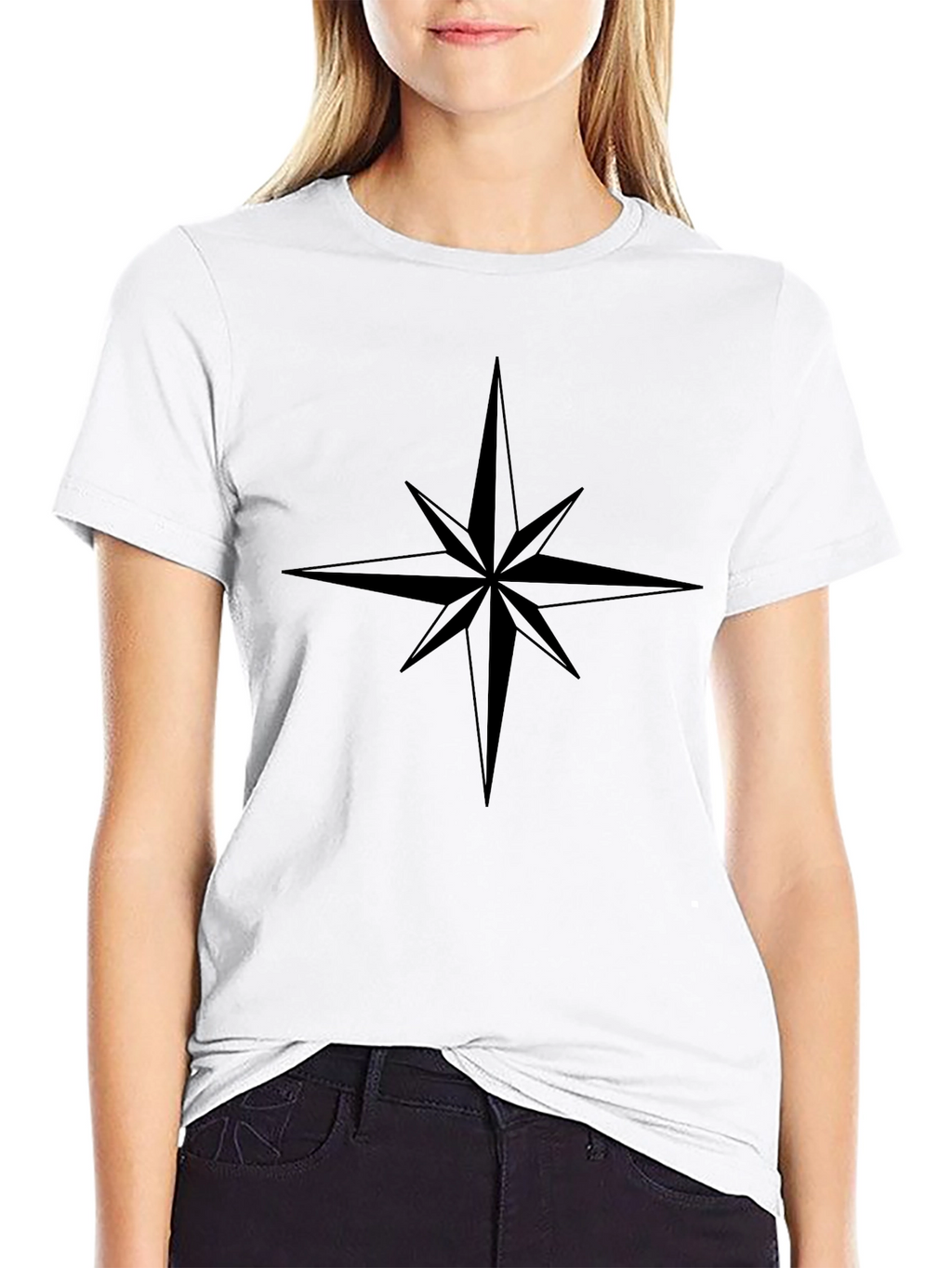 Mens Black Compass Star Graphic T-Shirt