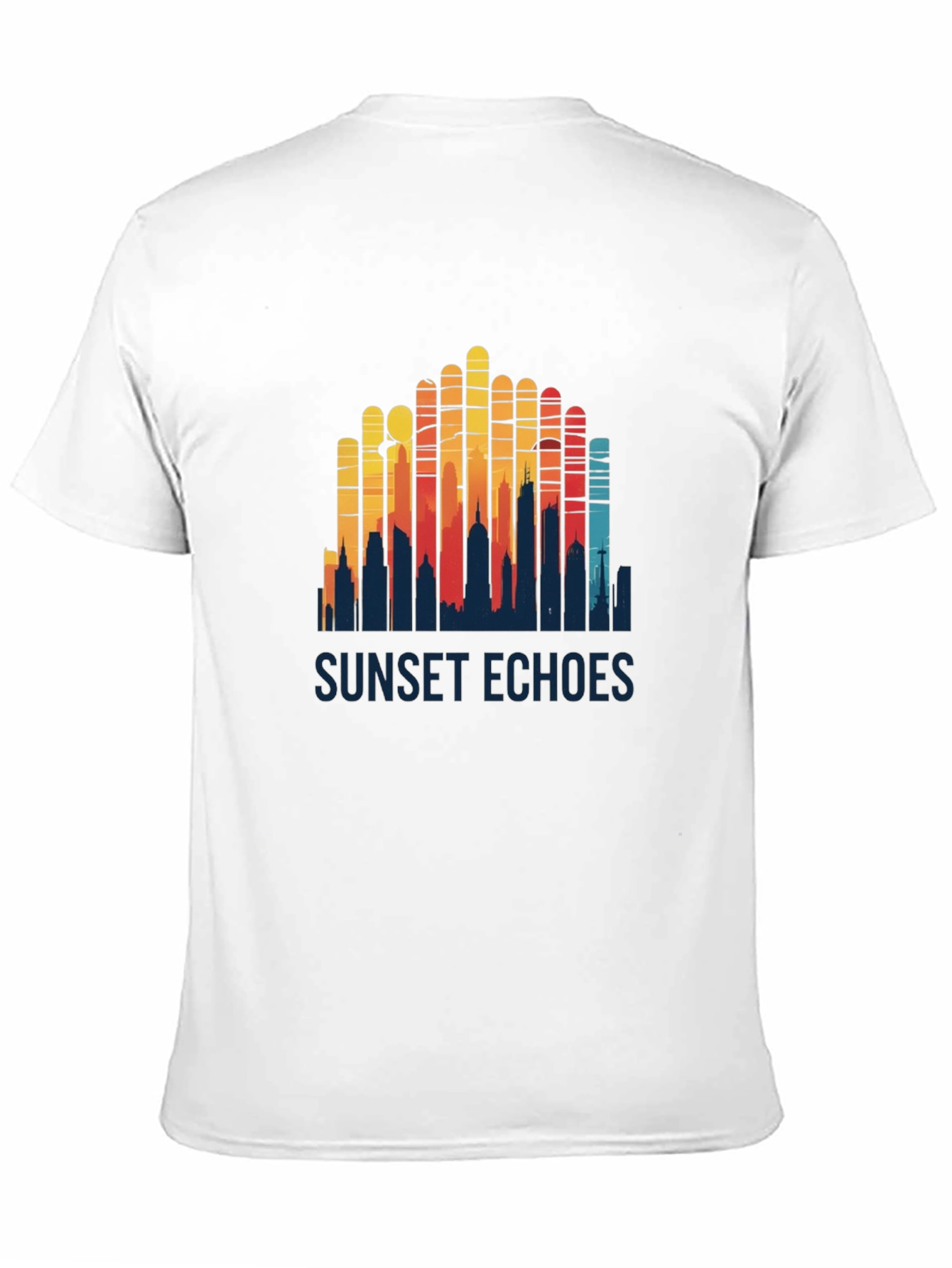 Sunset Echoes Graphic Tee - Retro Cityscape Design