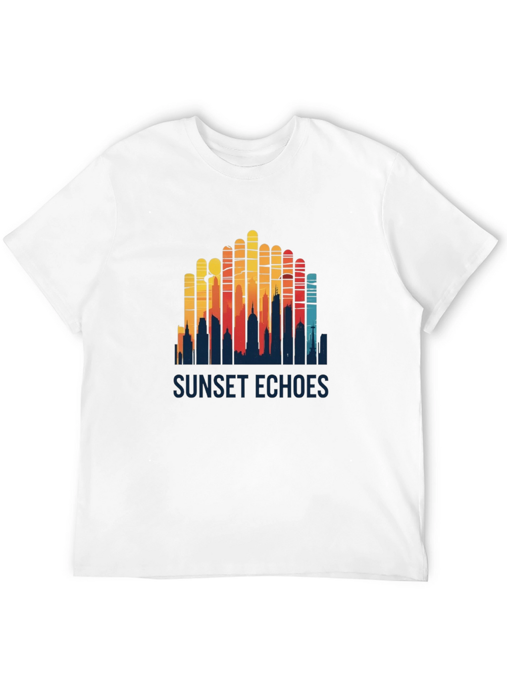 Sunset Echoes Graphic Tee - Retro Cityscape Design