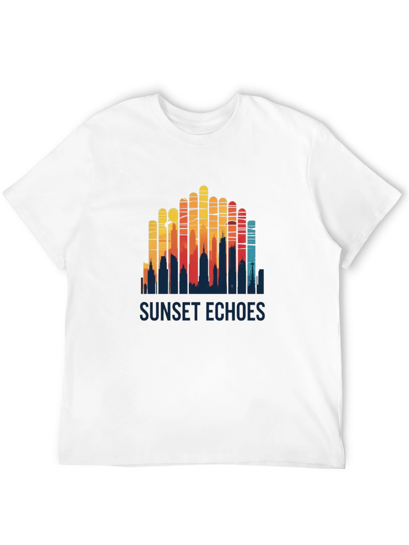 Sunset Echoes Graphic Tee - Retro Cityscape Design