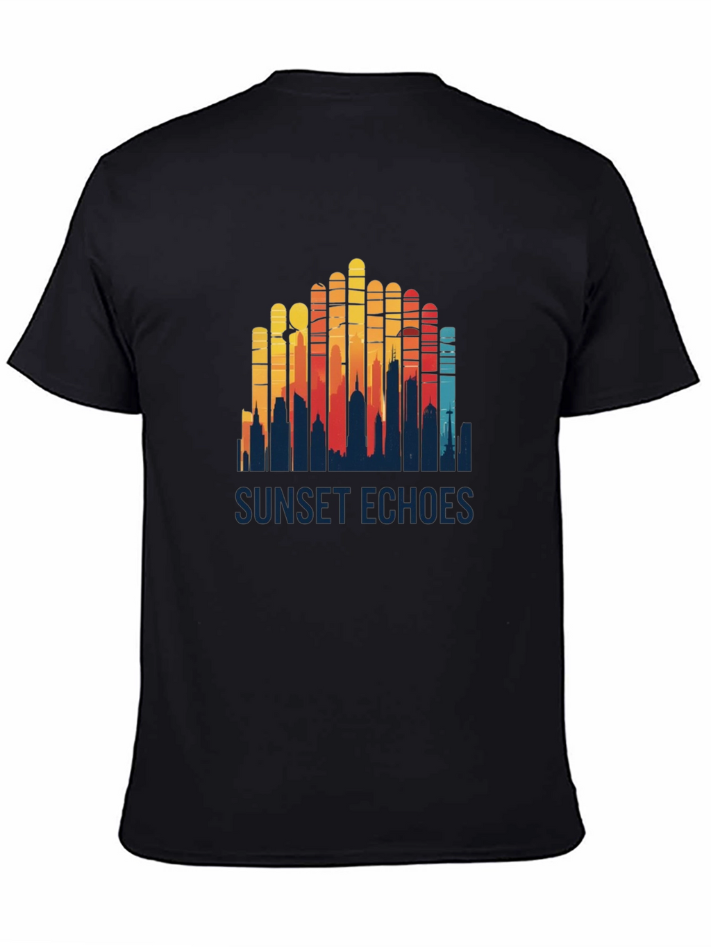 Sunset Echoes Graphic Tee - Retro Cityscape Design