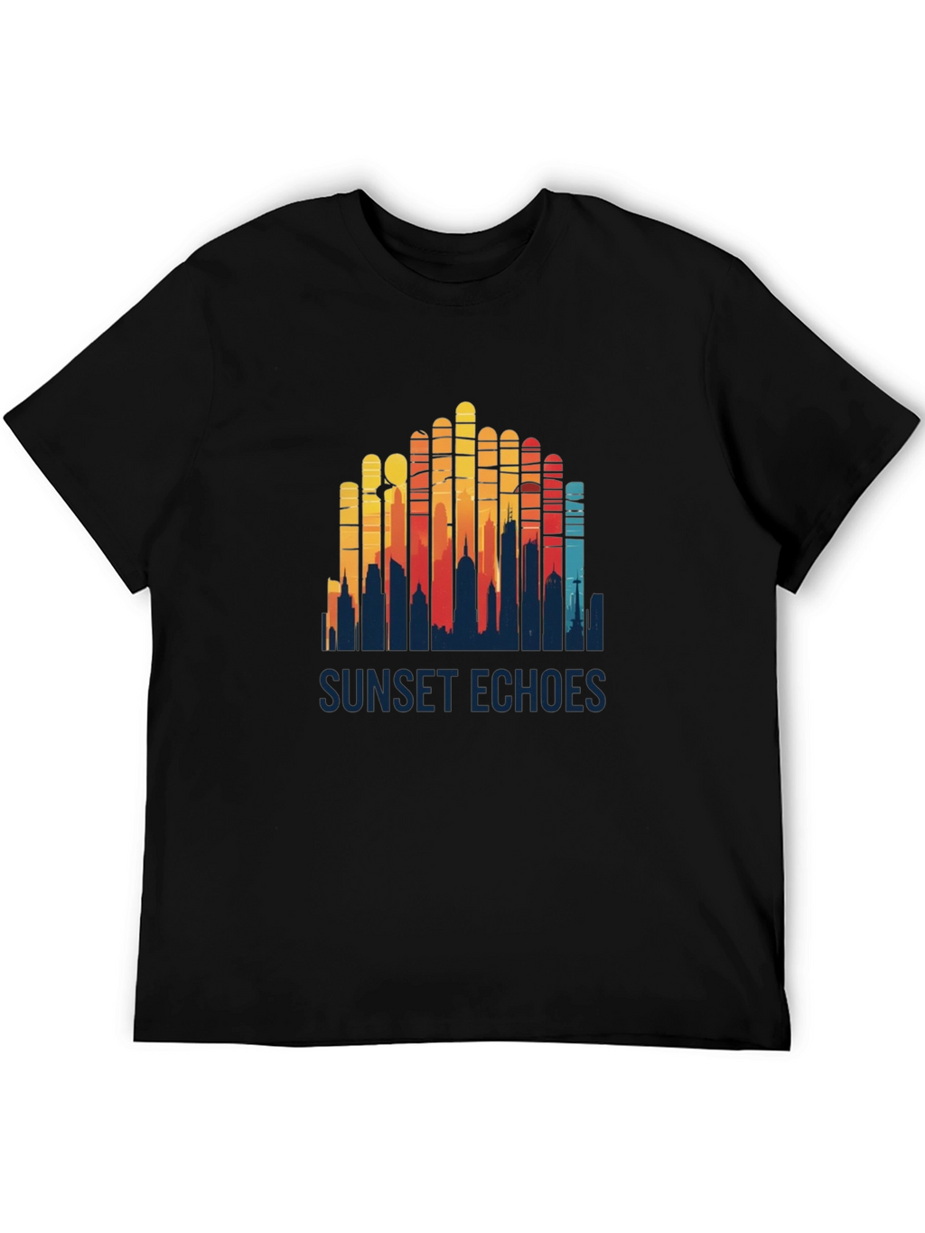 Sunset Echoes Graphic Tee - Retro Cityscape Design