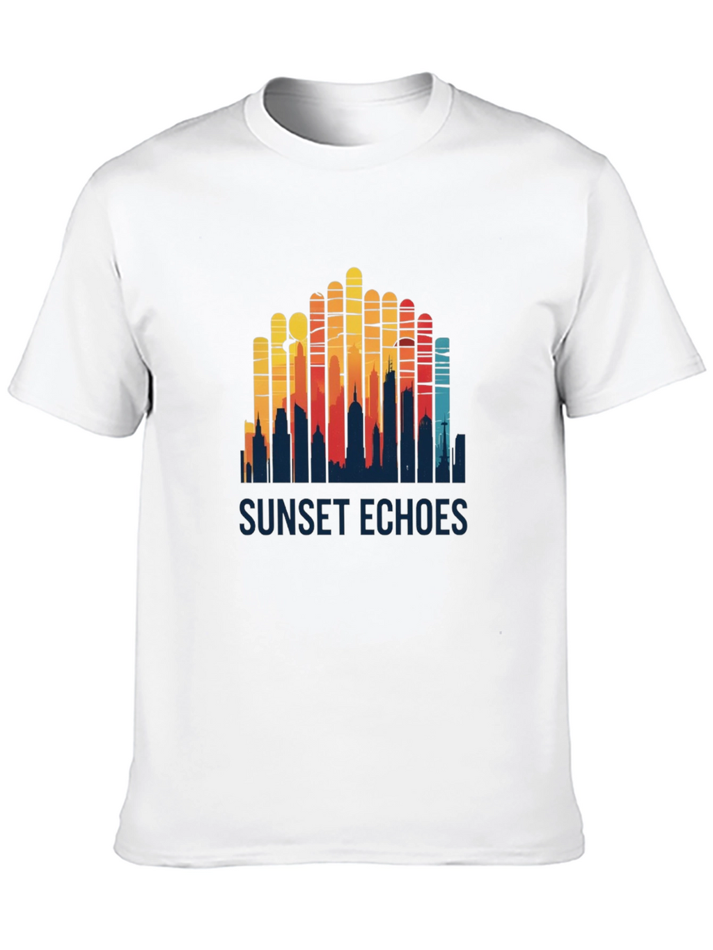 Sunset Echoes Graphic Tee - Retro Cityscape Design