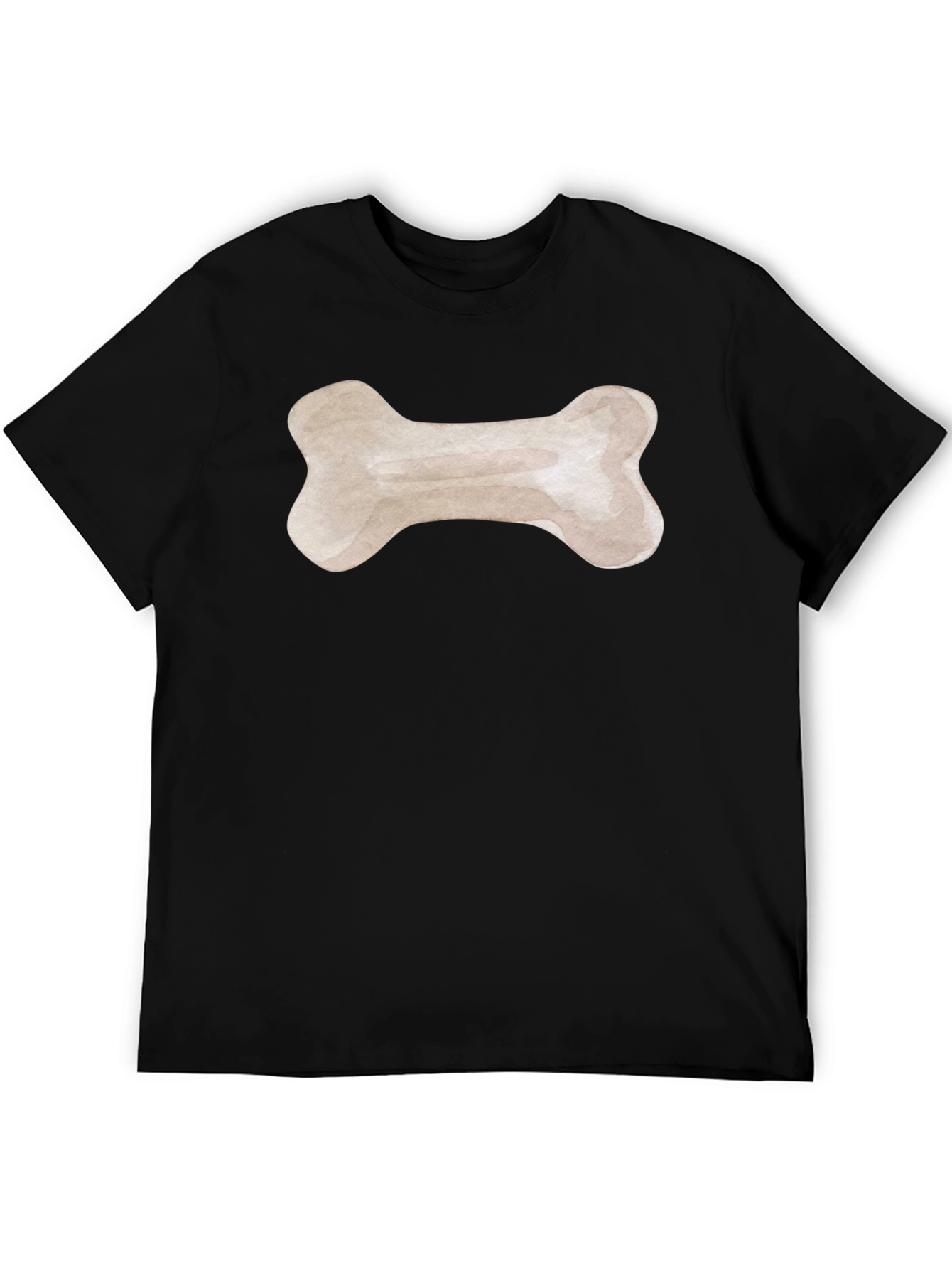 Dog Bone Graphic Tee - Black Cotton T-Shirt