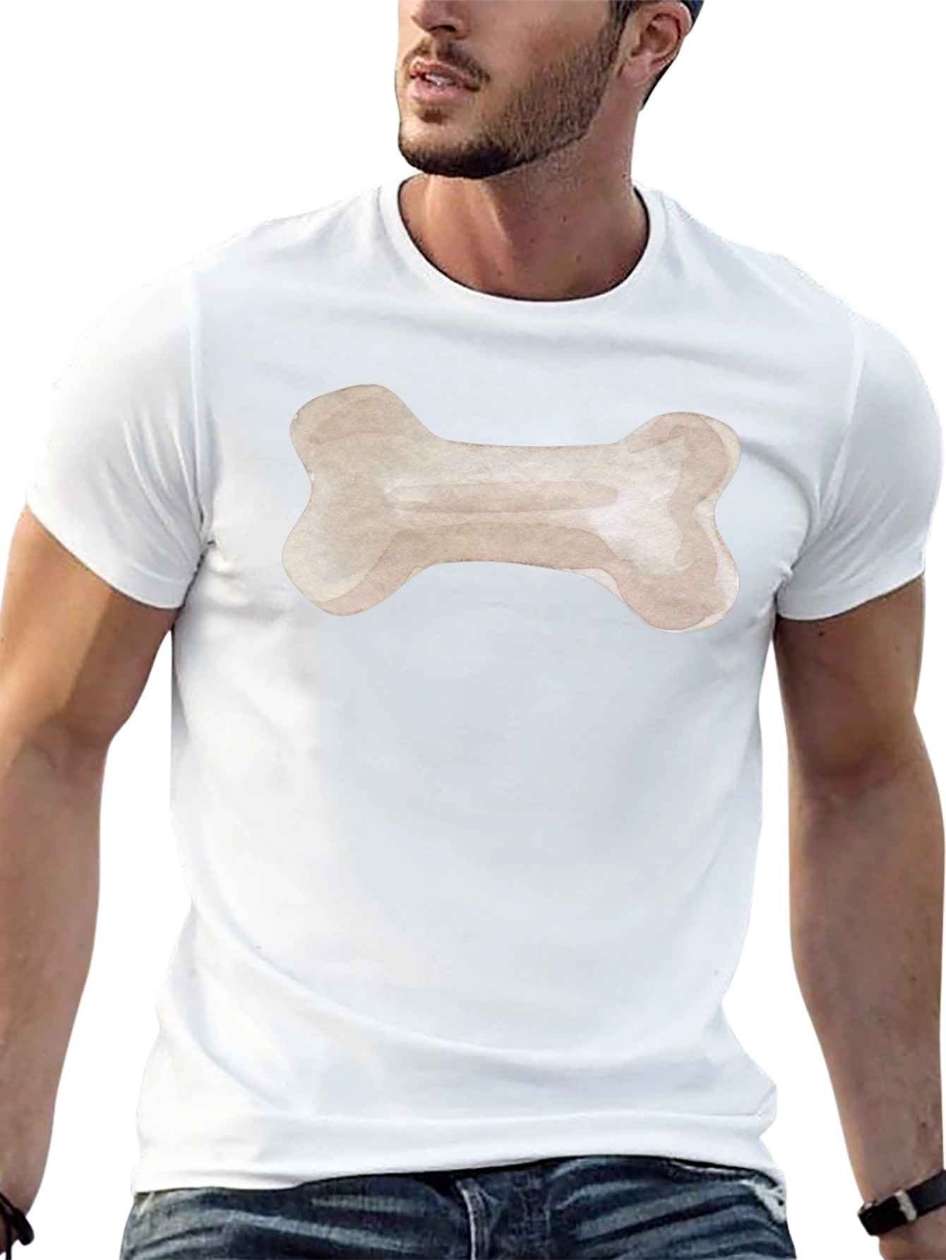 Dog Bone Graphic Tee - Black Cotton T-Shirt