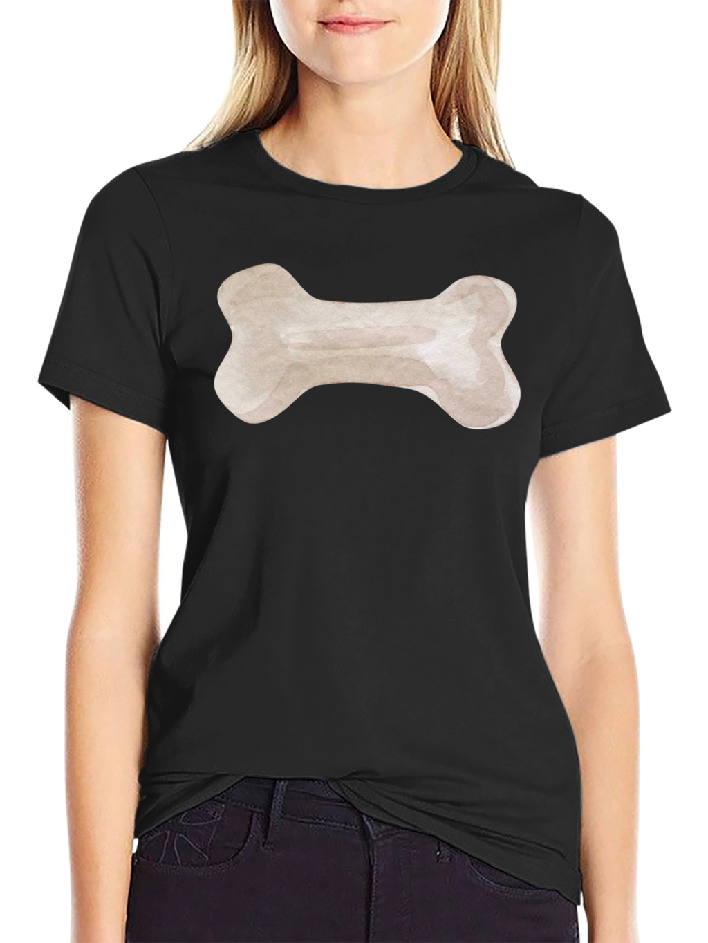 Dog Bone Graphic Tee - Black Cotton T-Shirt